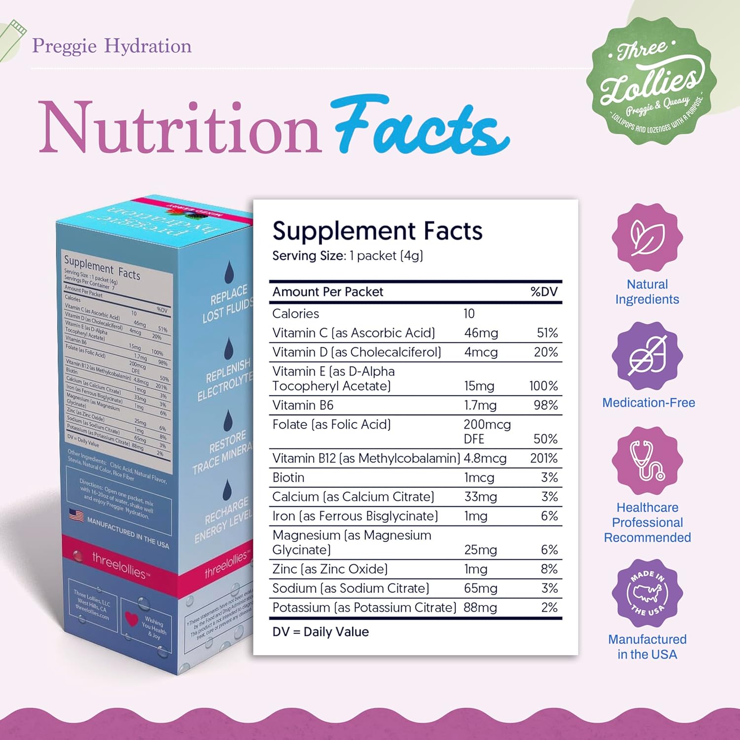 Preggie Hydration Packets for Morning Sickness Relief - Natural Support for Pregnant Women - Eases Nausea and Replaces Nutrients - 10 Packets - Espot.com.au
