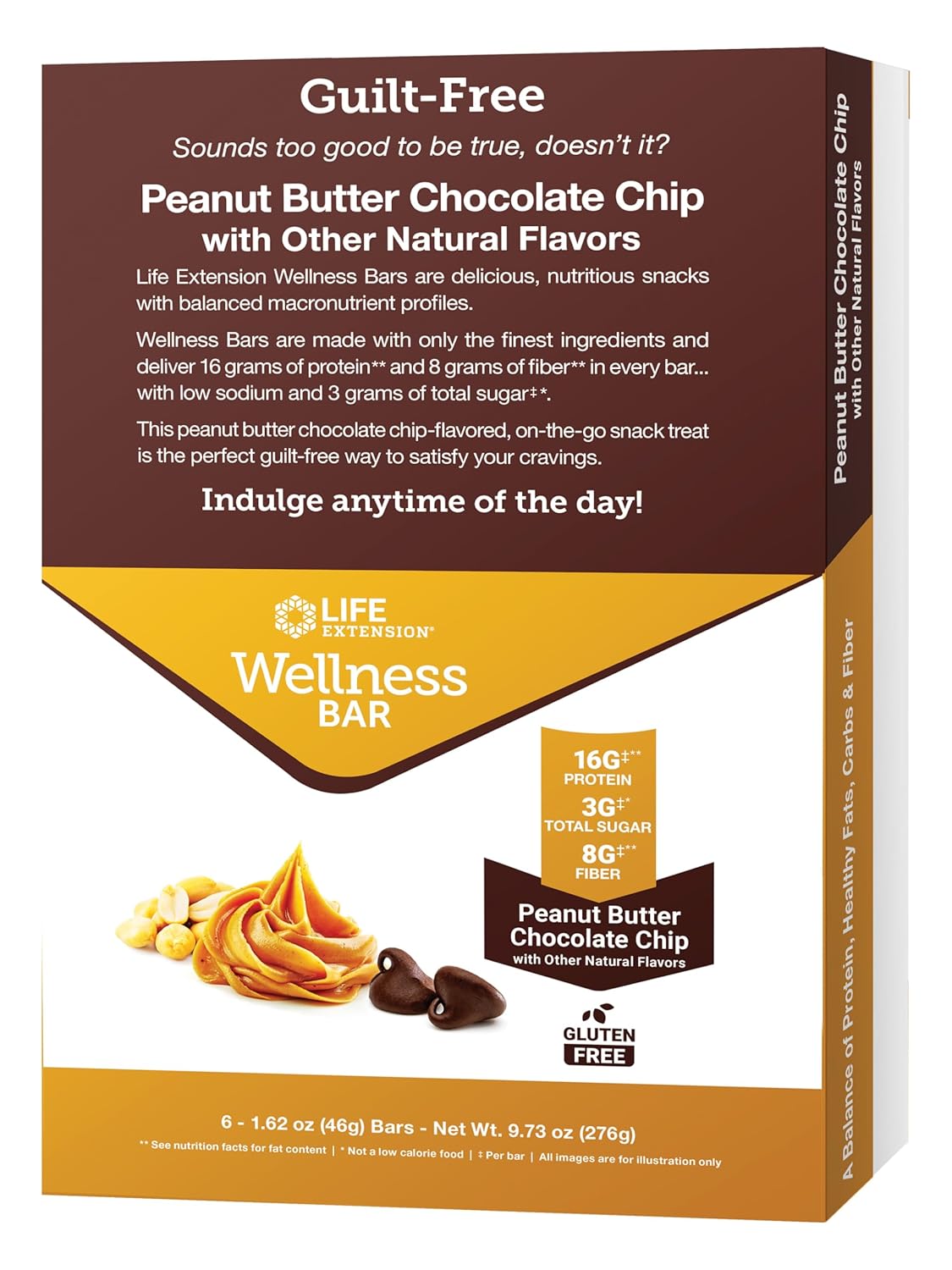 life-extension-protein-bar-with-peanut-butter-chocolate-chips---high-protein-fiber-and-low-sugar---cacao-chips-whey-protein-isolate-blend---gluten-free-snack-bars-individually-wrapped---6-bars-3