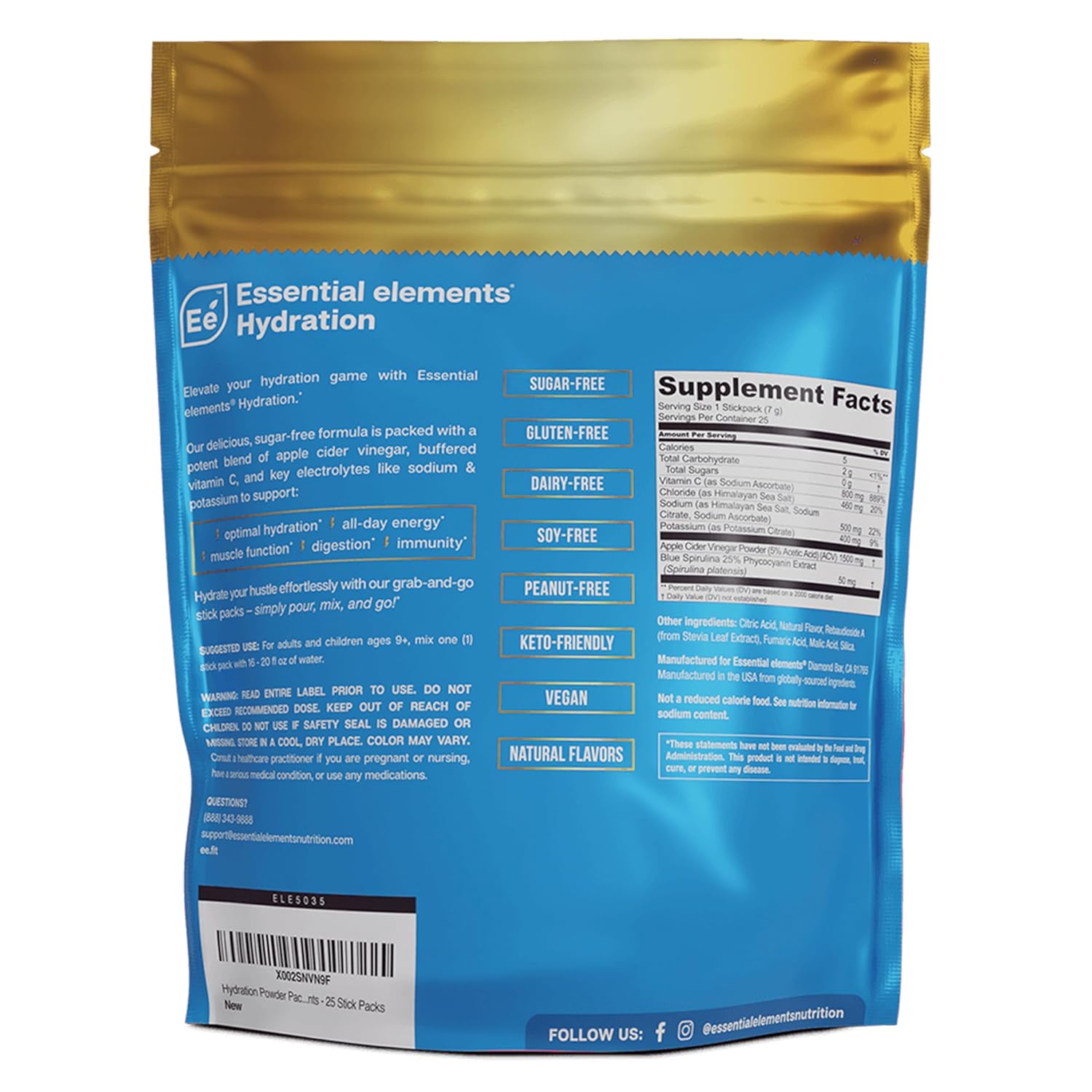 blue-raspberry-electrolyte-powder-packets---sugar-free-hydration-drink-with-apple-cider-vinegar-vitamin-c---25-stick-packs-of-electrolytes-powder---essential-elements-hydration-pack-5
