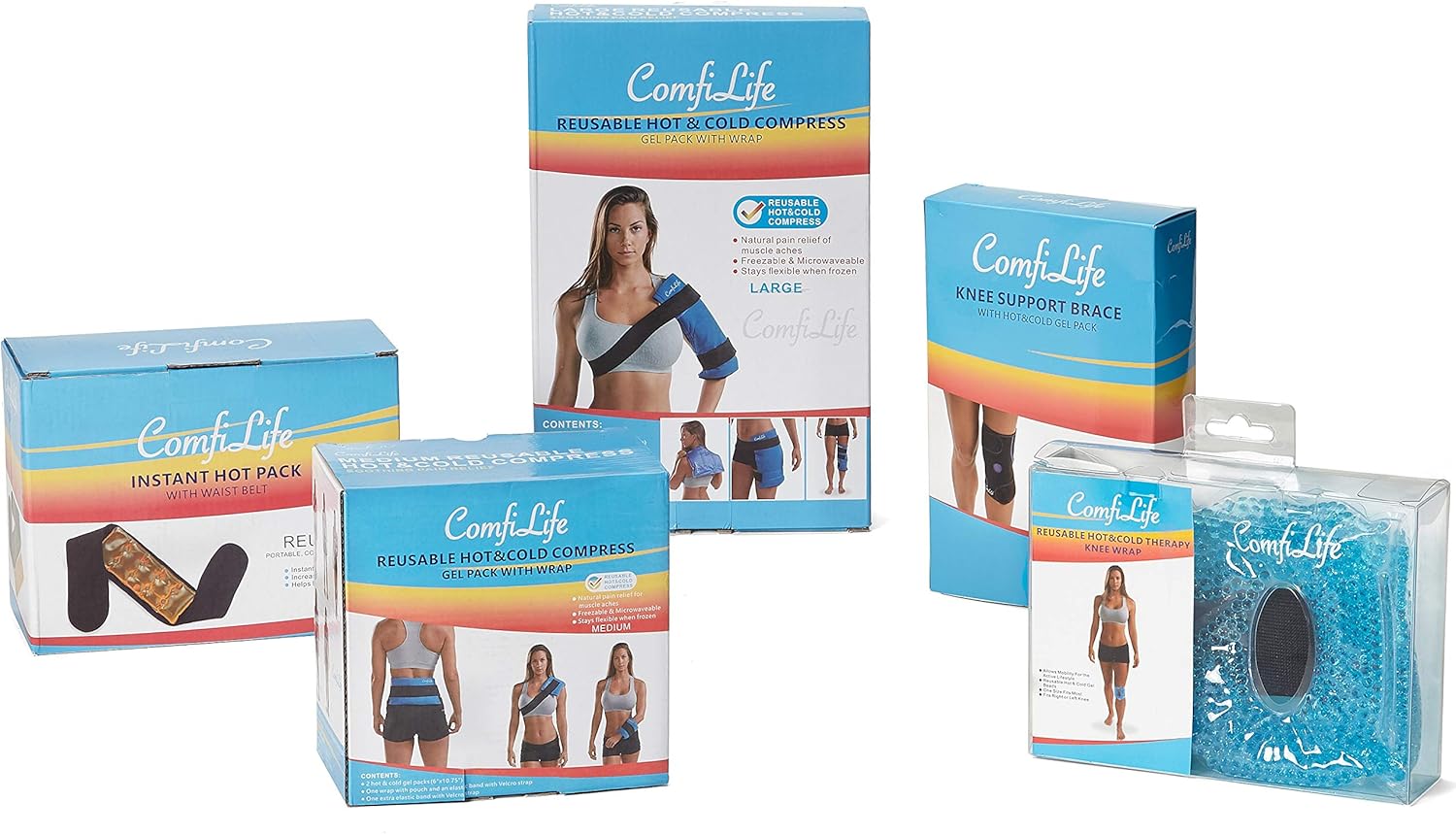 Adjustable Knee Ice Pack with Wrap - Reusable Hot & Cold Gel Pack for Knee Injuries, Pain, Surgery - ComfiLife Compression Support for Arthritis, Meniscus - Knee Brace for Recovery & Relief - Espot.com.au