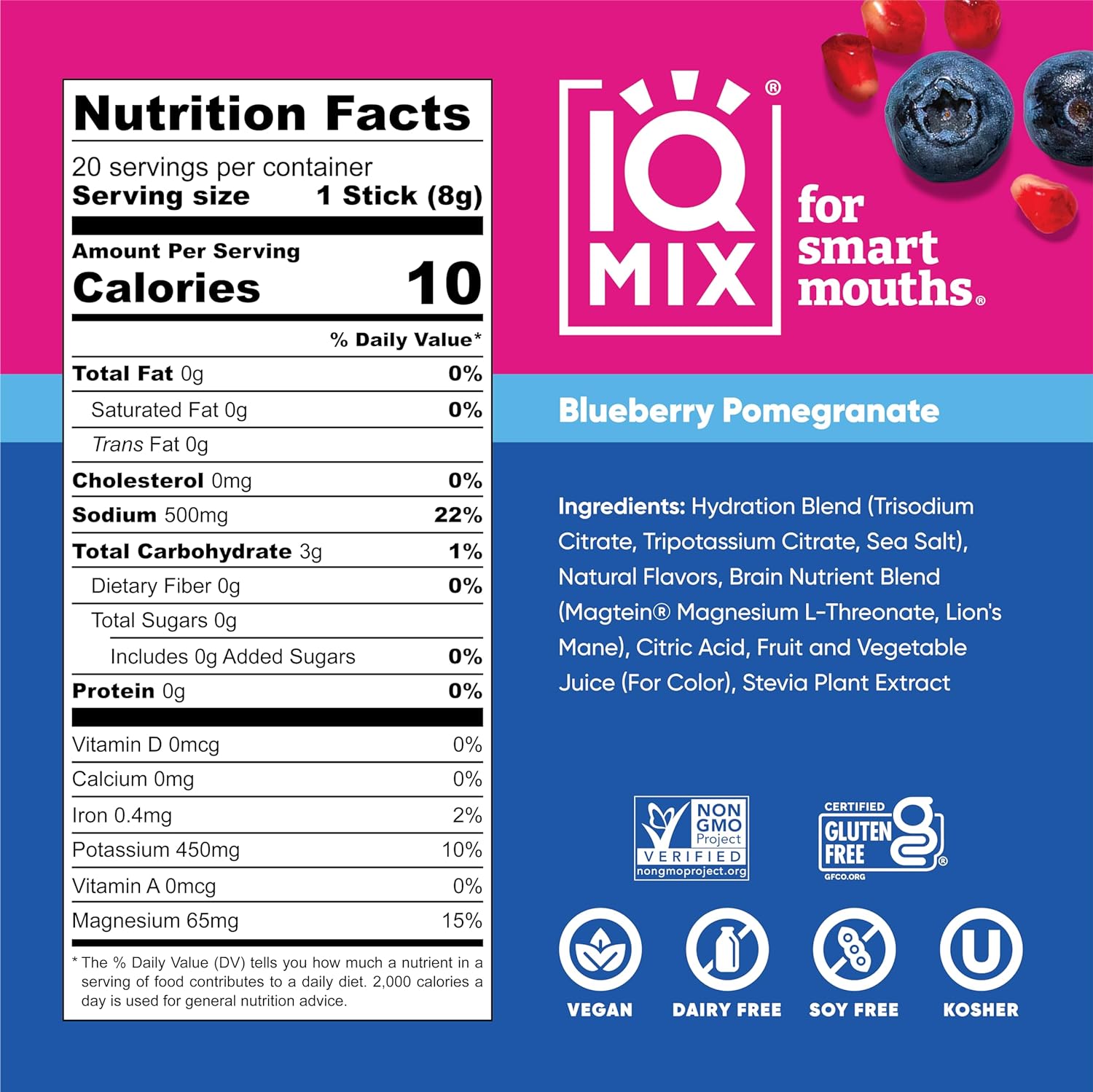 iqbar-iqmix-electrolyte-powder-packets---sugar-free-hydration-supplement-with-keto-electrolytes-lions-mane-magnesium-and-potassium---blueberry-pomegranate-flavor-20-pack-4