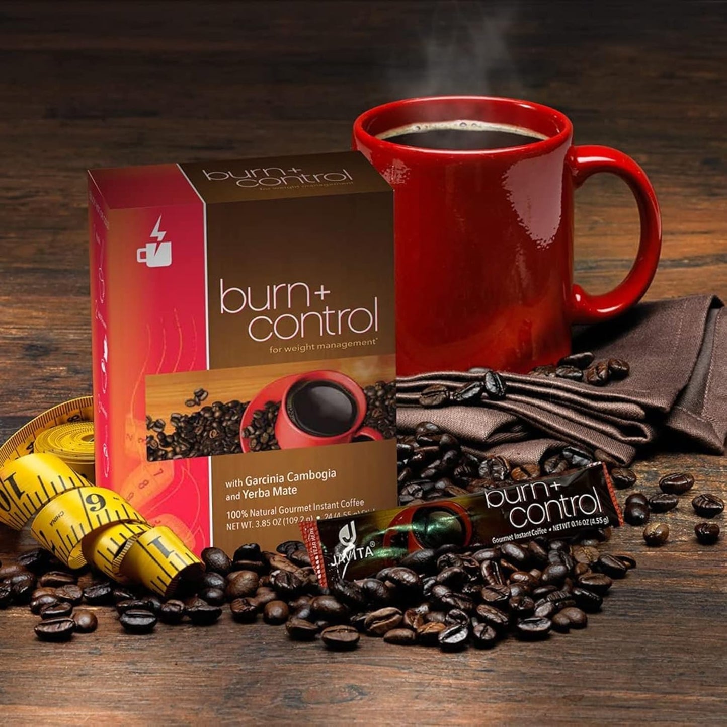 Javita Burn + Control Instant Coffee with Garcinia Cambogia & Yerba Mate for Weight Management - 24 Sticks, 1 Box - Slimming Coffee for Exercise & Keto Dieters - Espot.com.au