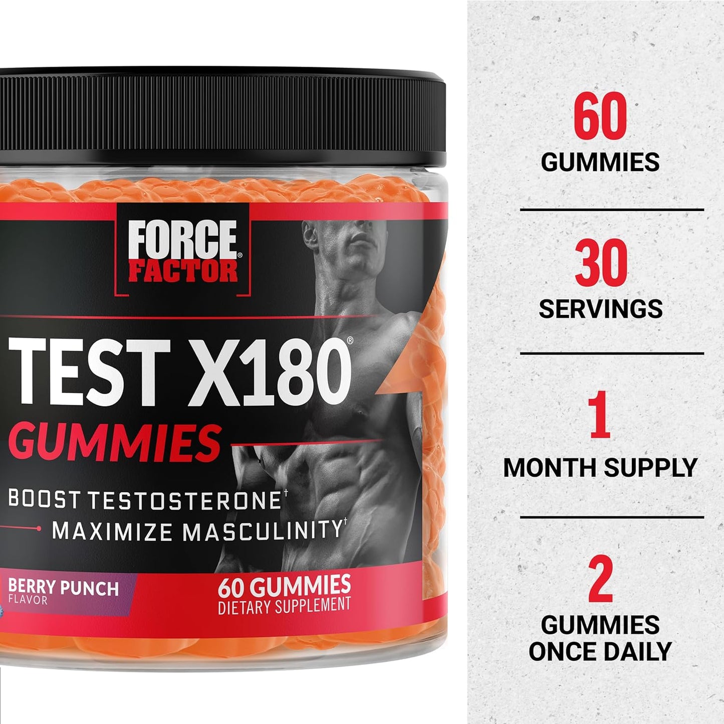 Men's Testosterone Boosting Gummies with Tongkat Ali, Horny Goat Weed, Tribulus Terrestris, Fenugreek & Black Maca - Berry Punch Flavor - 60 Gummies - Espot.com.au