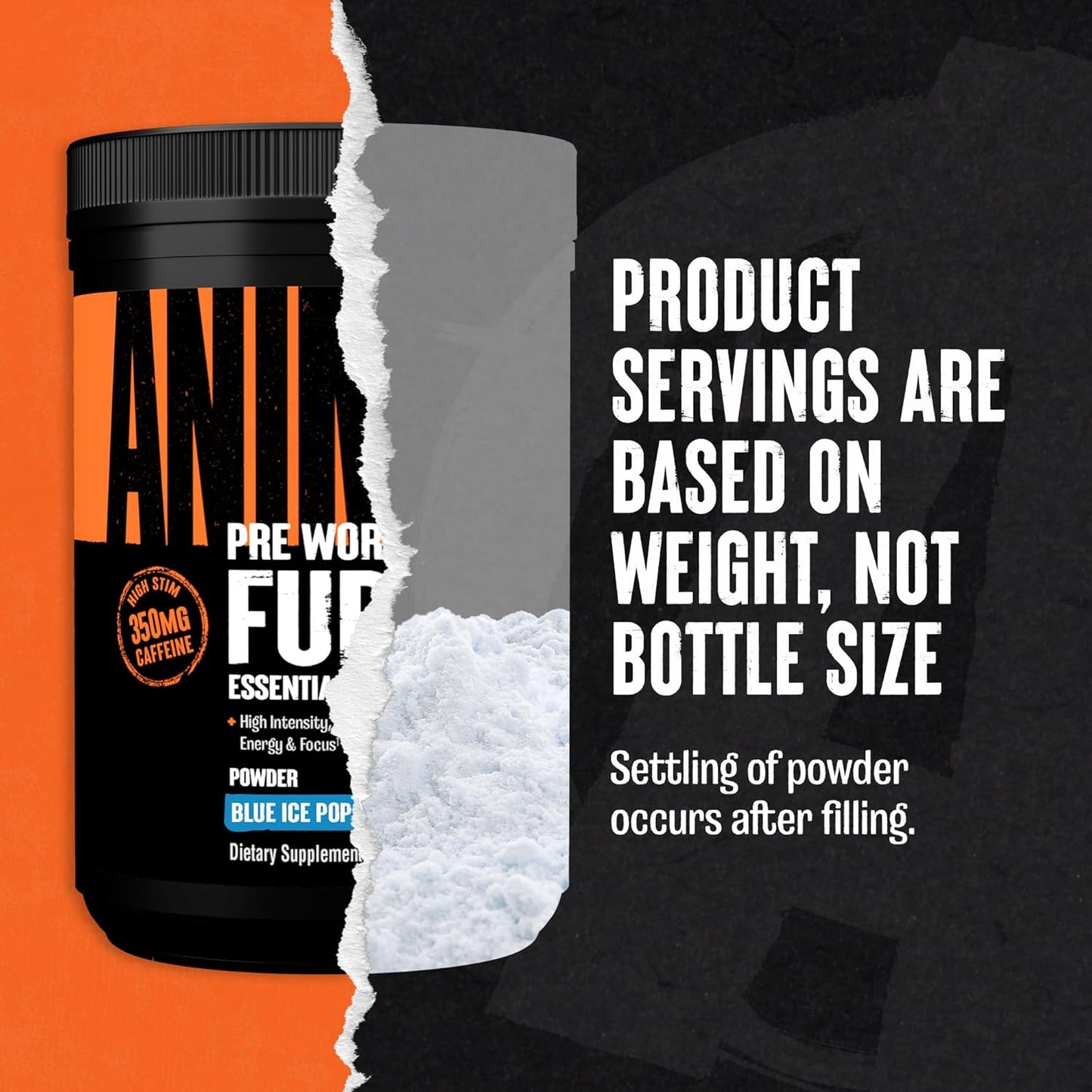 Animal Fury Pre Workout Powder - Energy & Focus Supplement with BCAAs, Caffeine, Beta-Alanine - Nitric Oxide Booster for Men & Women - Blue Ice Pop Flavor - 30 Servings - Espot.com.au
