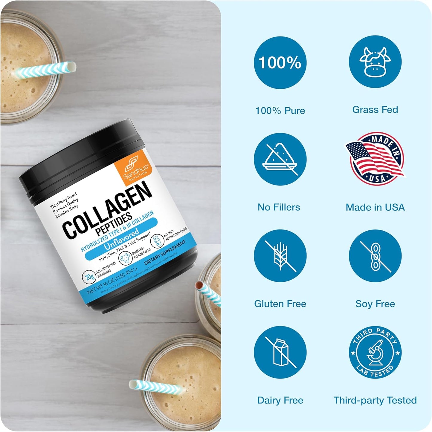 sandhus-1-lb-collagen-peptides-powder---unflavored-grass-fed-bovine-collagen---made-in-usa---supports-skin-hair-nails-mobility-joint-bone-health---22-servings-8