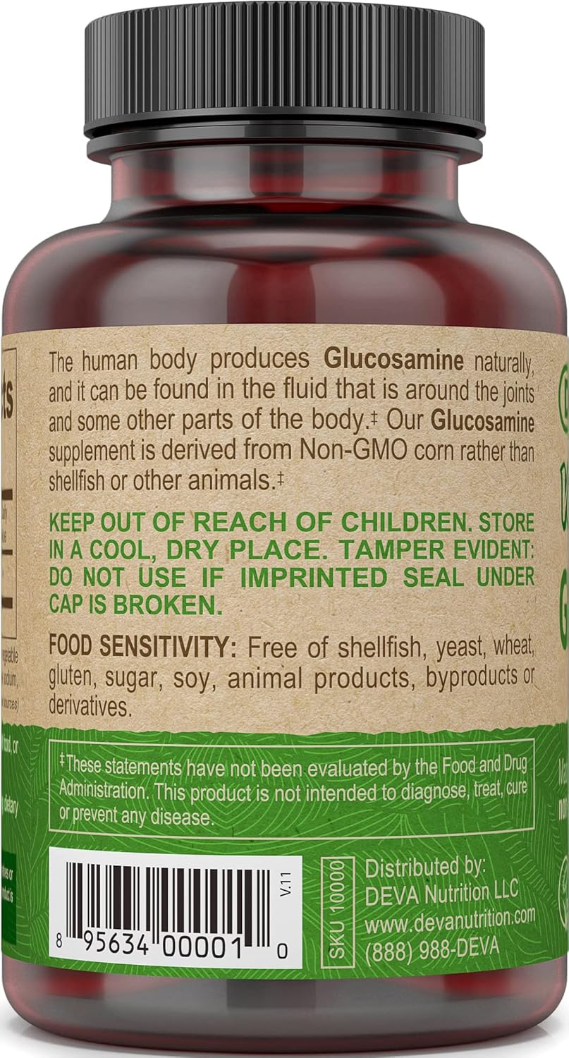 90-Count Bottle of DEVA Vegan Glucosamine Tablets for Joint Health - Espot.com.au