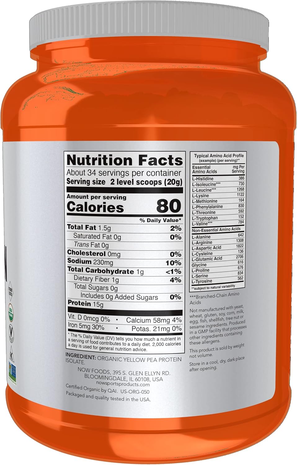 now-foods-certified-organic-pea-protein-powder---15g-protein-per-serving---unflavored---15lb---sports-nutrition-2