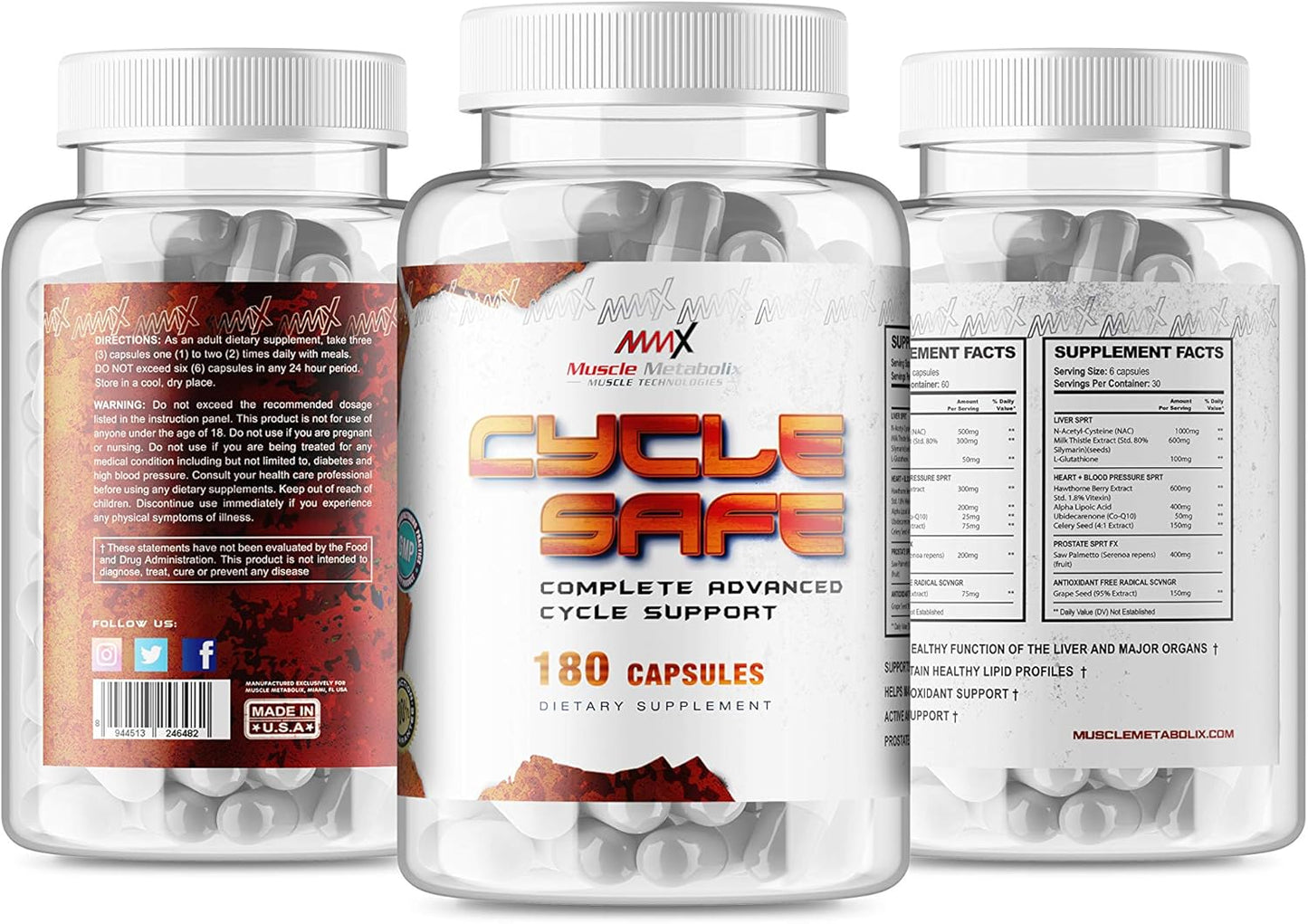 Cycle Safe Liver & Organ Defense Supplement with Prostate & Liver Support - 180 Capsules, Antioxidant Grape Seed Extract for Men's Health - Espot.com.au