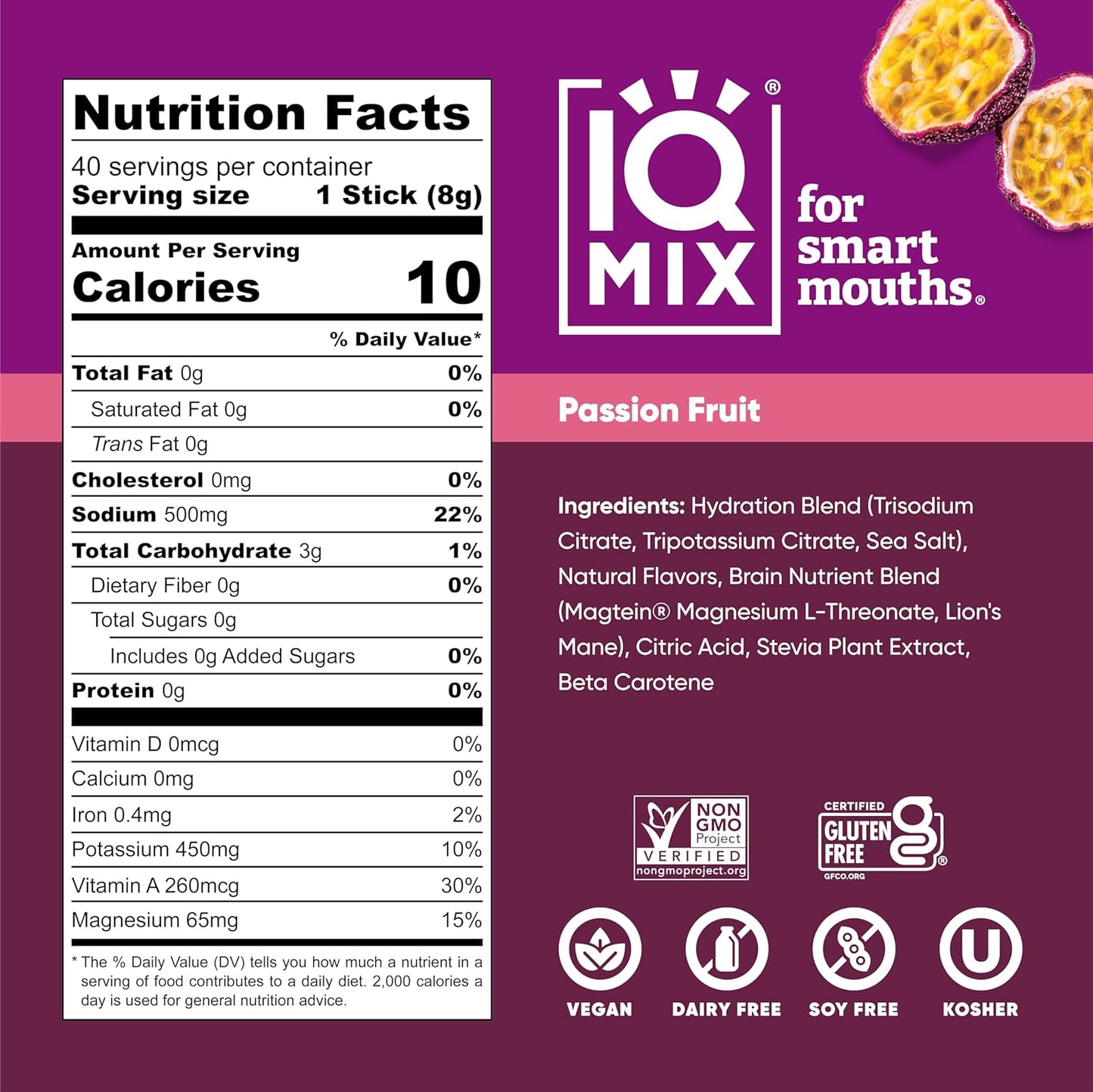 iqbar-iqmix-electrolyte-powder-packets---sugar-free-keto-hydration-supplement-with-lions-mane-magnesium-l-threonate-and-potassium-citrate---passion-fruit-flavor-40-count-4