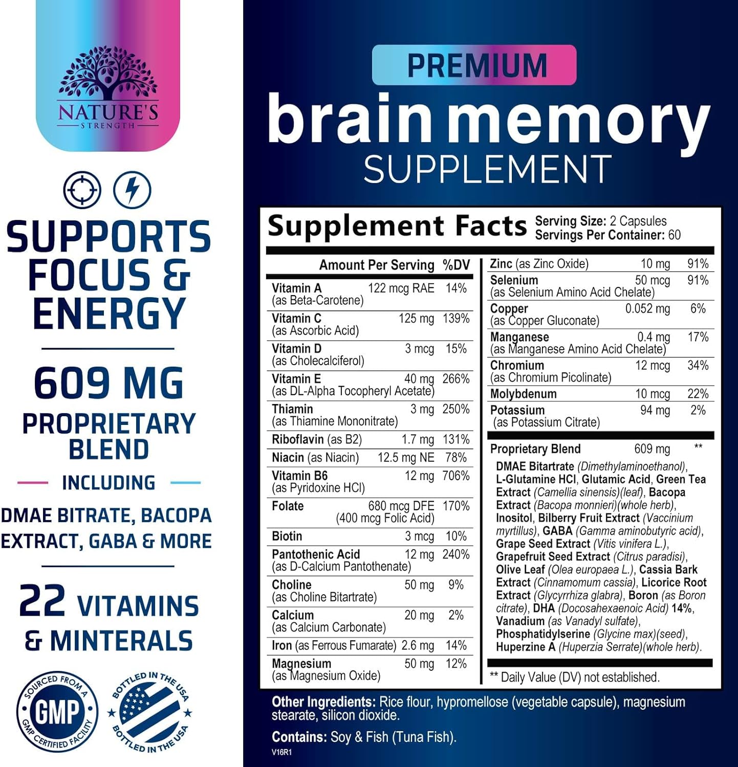 Advanced Brain Health Memory Vitamins - Cognitive Formula for Memory, Focus & Energy - Natural Brain Supplements with Bacopa, Phosphatidylserine, DMAE - 120 Capsules - Espot.com.au