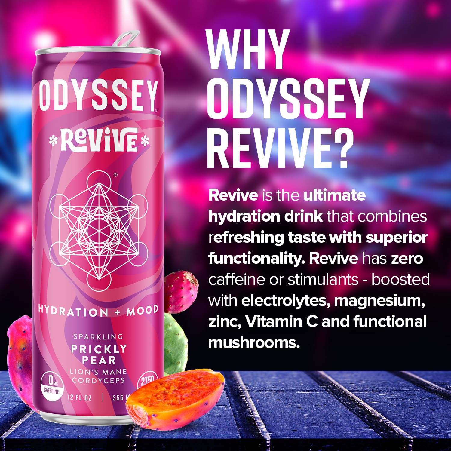 revive-sparkling-hydration-drink-with-theanine-lions-mane-cordyceps-electrolytes---caffeine-free-energy-vegan-non-gmo---prickly-pear-flavor-12-oz-12-pack-2