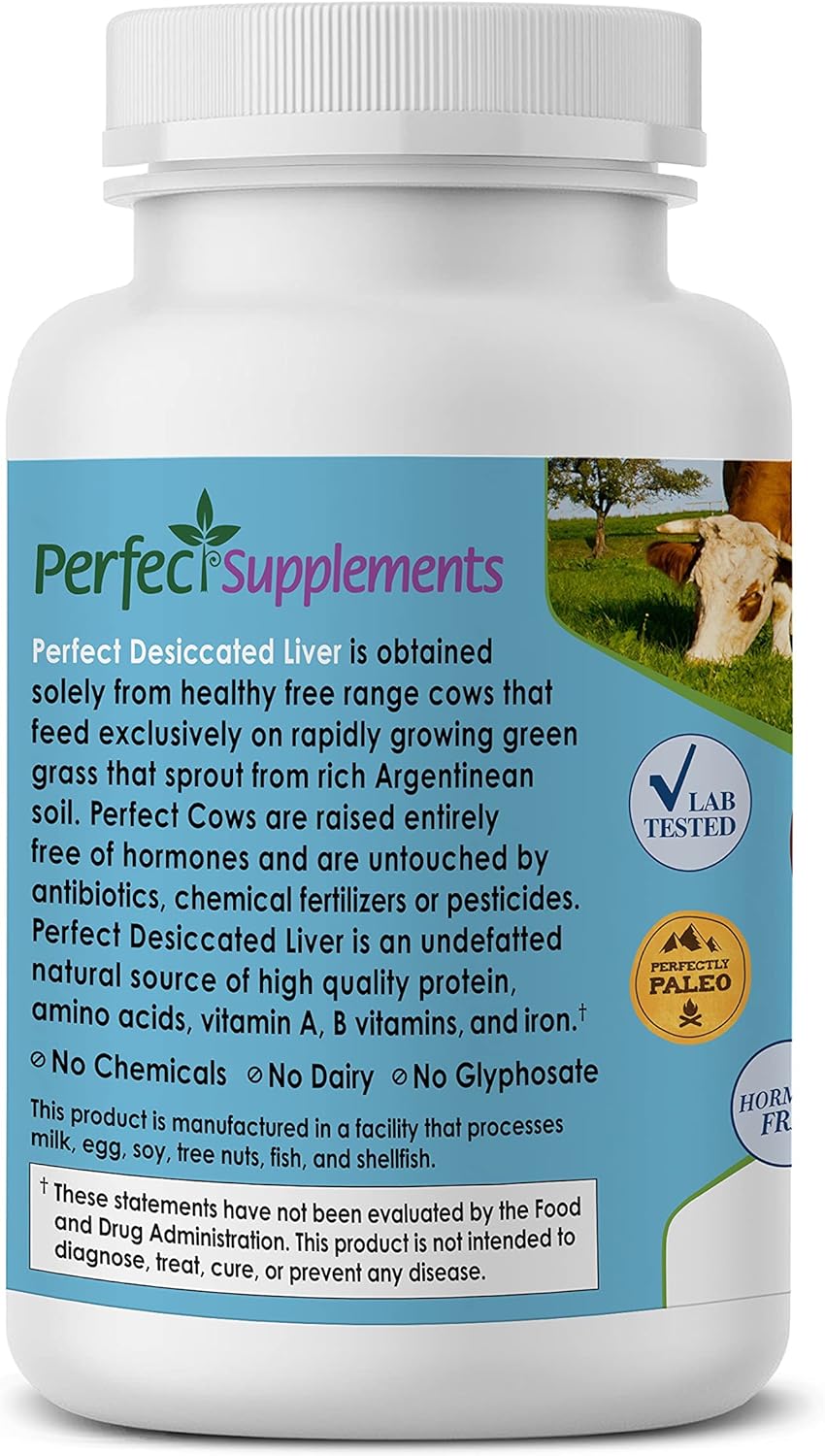 Grass-Fed Desiccated Beef Liver Capsules - Natural Protein & Iron Source, Vitamin A & B Boost - Energy & Immunity Support - Chemical-Free Dairy-Free & Hormone-Free - Espot.com.au
