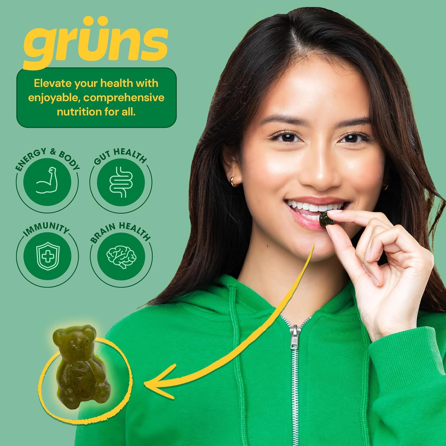 super-greens-gummy-bears-with-spirulina-chlorella-prebiotics---adaptogens-supplement-with-20-vitamins-minerals-for-digestive-health---low-sugar-2-week-supply-3