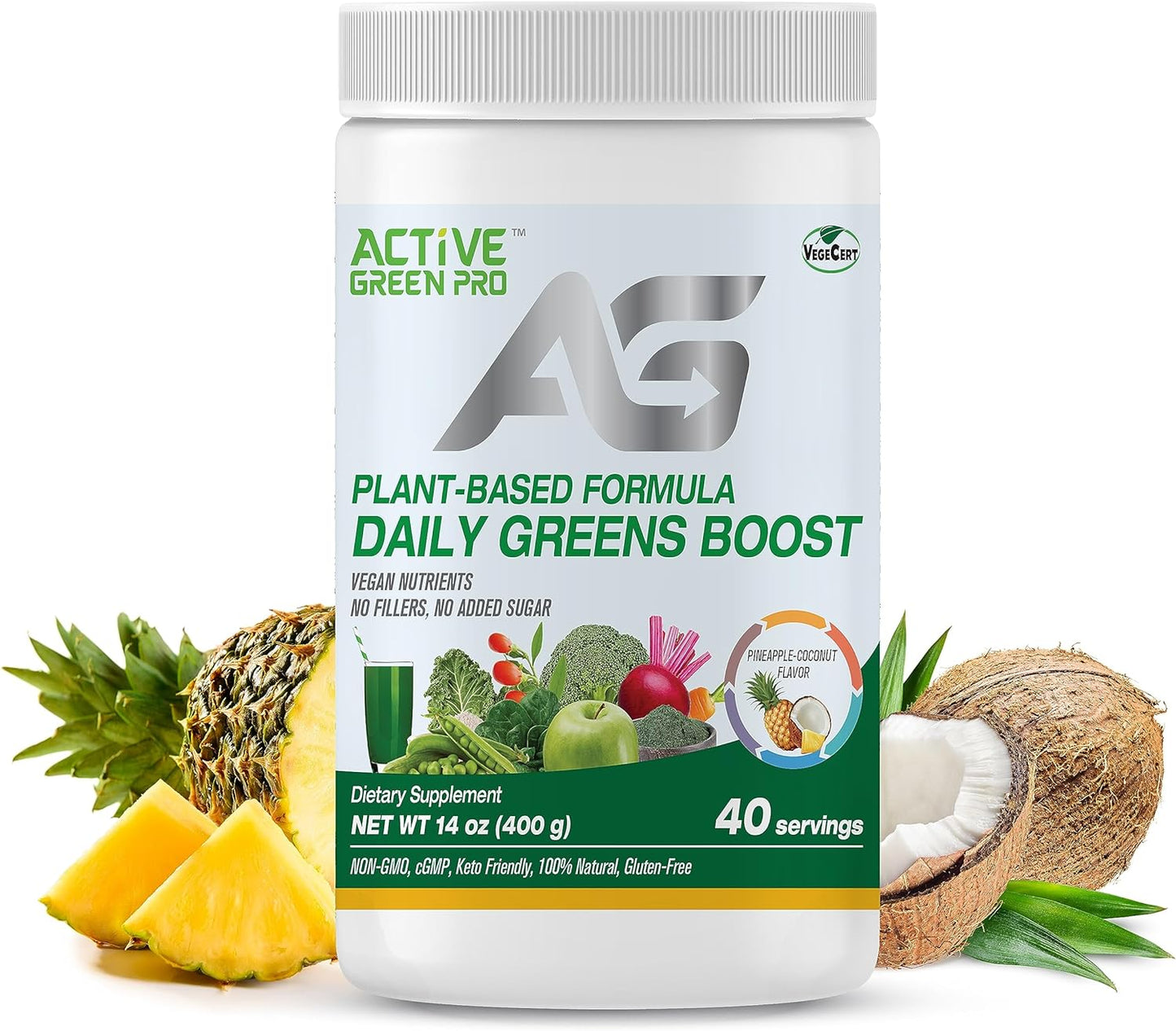 Green Superfoods Powder with 14 Different Greens - Packed with Antioxidants, Fiber, Vitamins, and Minerals for Daily Health and Detox - Active Green Pro Formula - Espot.com.au