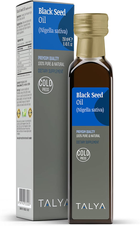 8.45 fl. oz Liquid Black Seed Oil - High Thymoquinone - Immune Support Supplement - Pure Turkish Black Seed Oil - Cold Pressed - Non-GMO - Glass Bottle