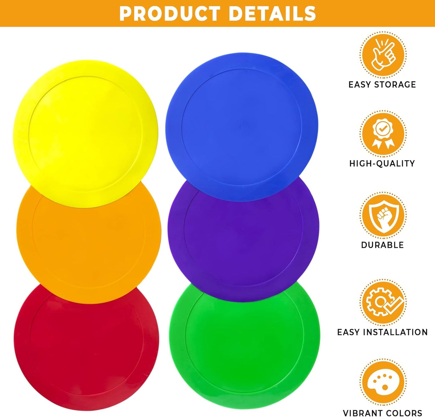 9 Inch Ace Creations Poly Vinyl Spot Markers - Set of 6 for Sports and Agility Training