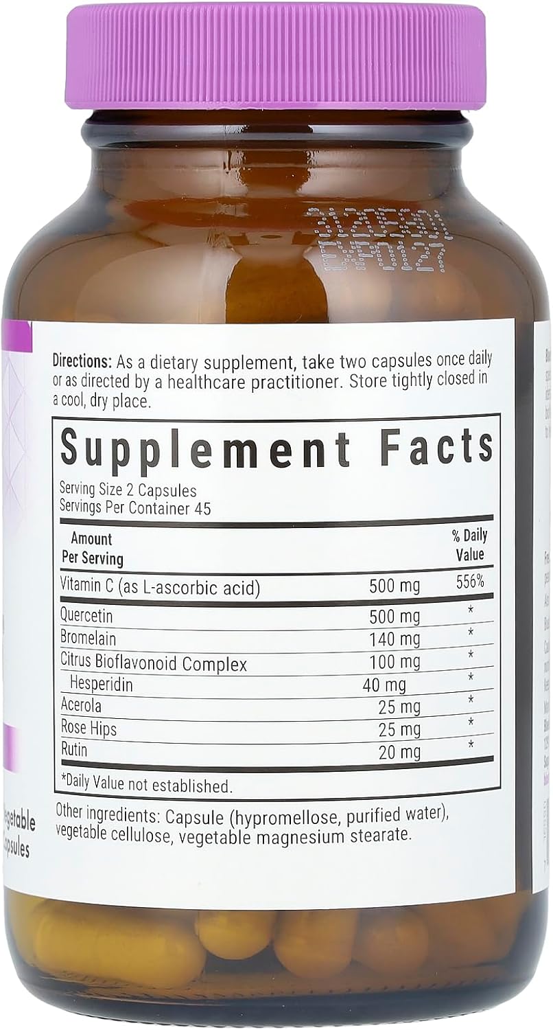 90 Capsules BlueBonnet Super Quercetin Vitamin C Supplement for Immune Support