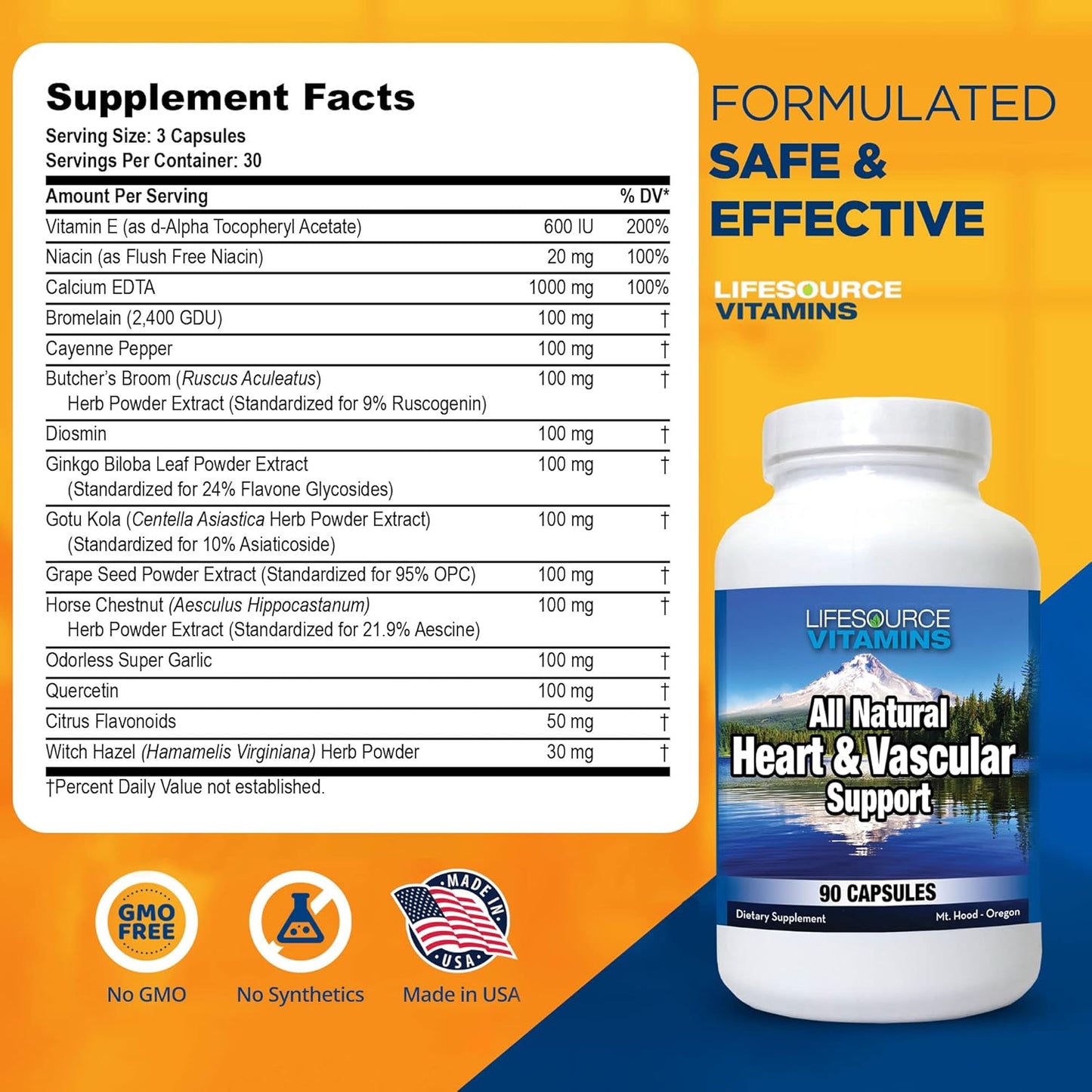 90 Capsules LifeSource Vitamins for Heart and Vascular Health