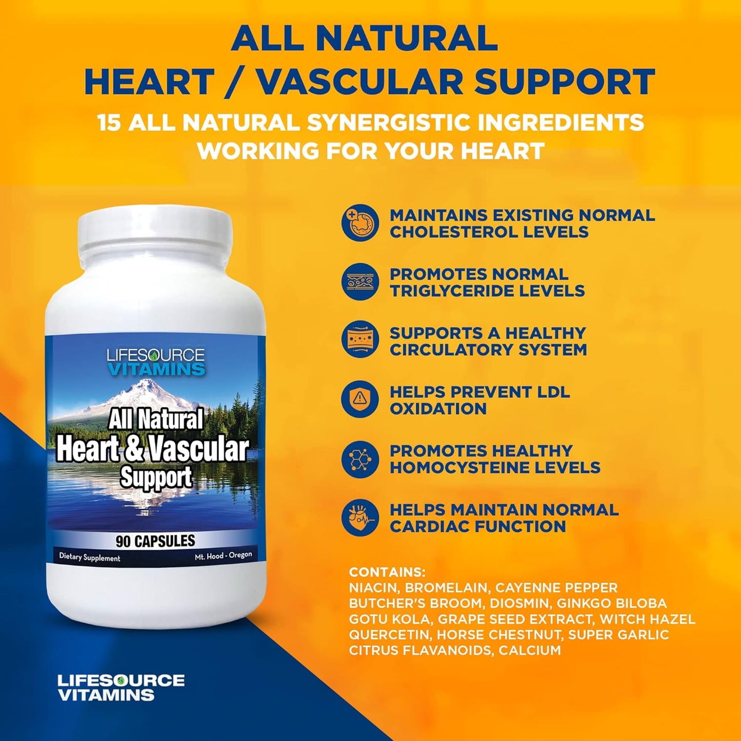 90 Capsules LifeSource Vitamins for Heart and Vascular Health