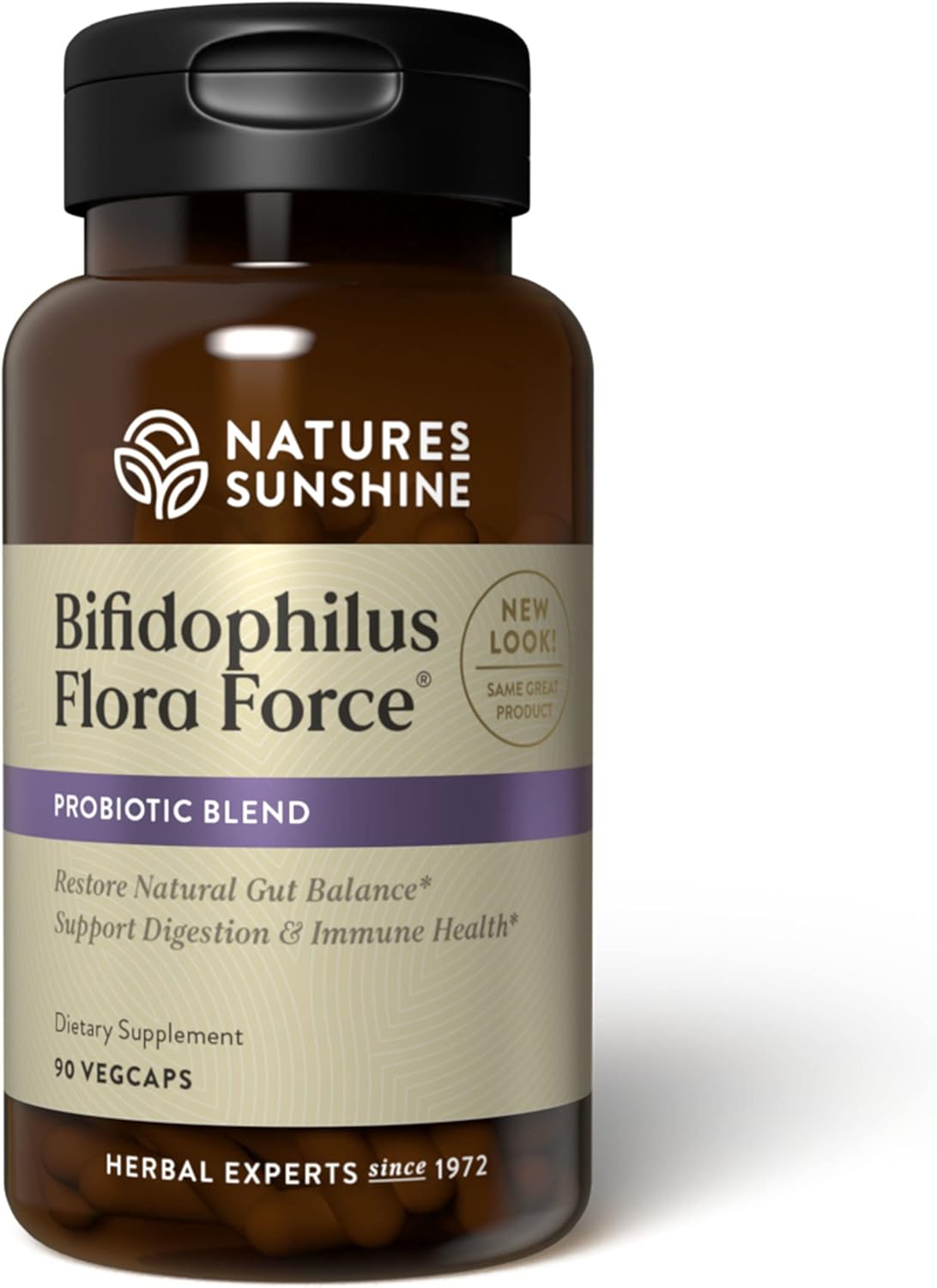 90 Capsules Nature's Sunshine Bifidophilus Flora Force - Probiotic Supplement for Gut Health