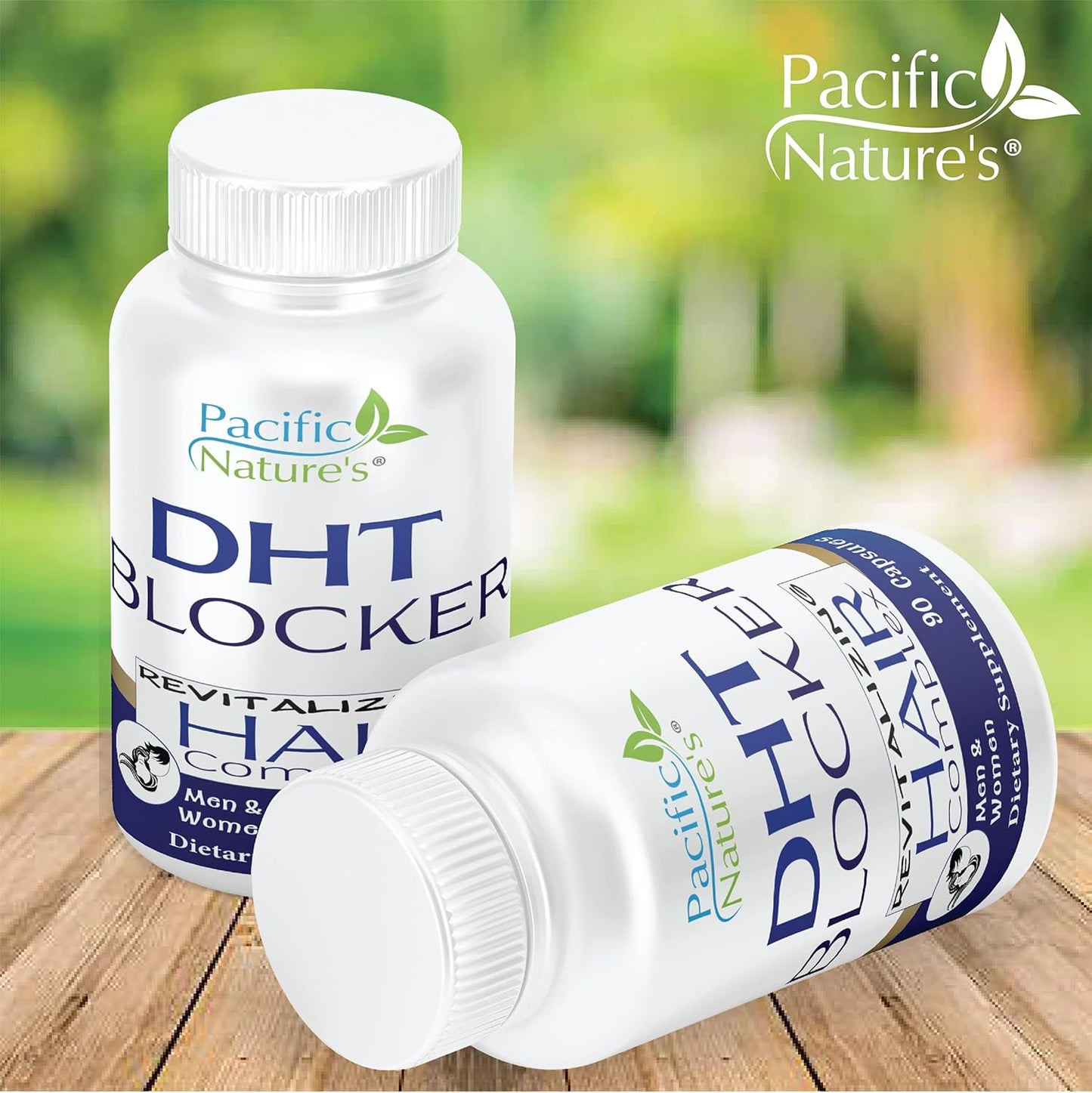 90 Capsules of Pacific Nature's DHT Blocker for Hair Growth Support - Non-GMO, Gluten Free Supplement for Men & Women