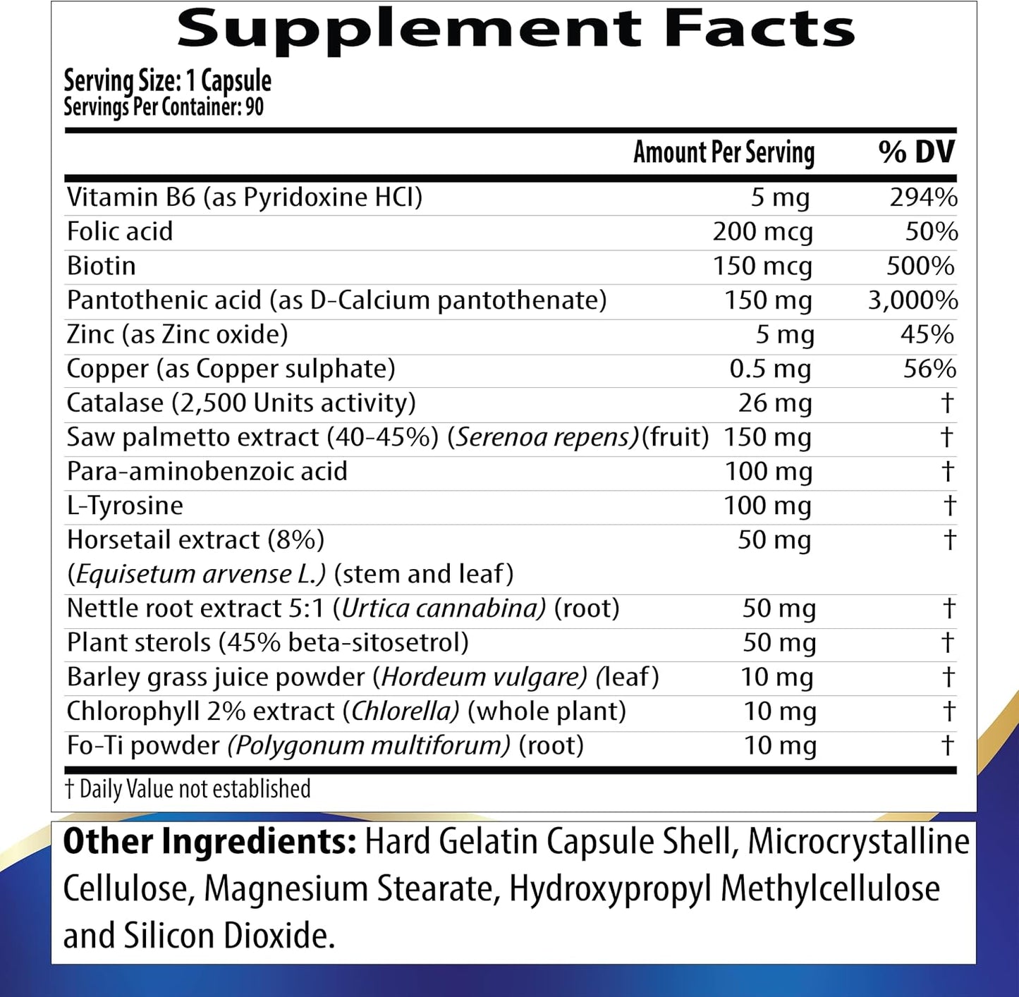 90 Capsules of Pacific Nature's DHT Blocker for Hair Growth Support - Non-GMO, Gluten Free Supplement for Men & Women