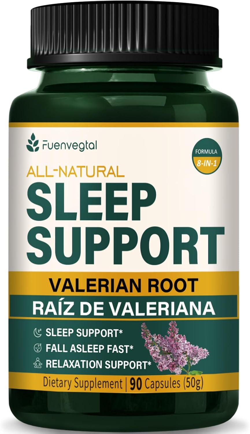 90 Count Valerian Root and Passion Flower Sleep Support Capsules for Better Sleep and Relaxation - Fall Asleep Fast, Natural Sleep Aid Supplement
