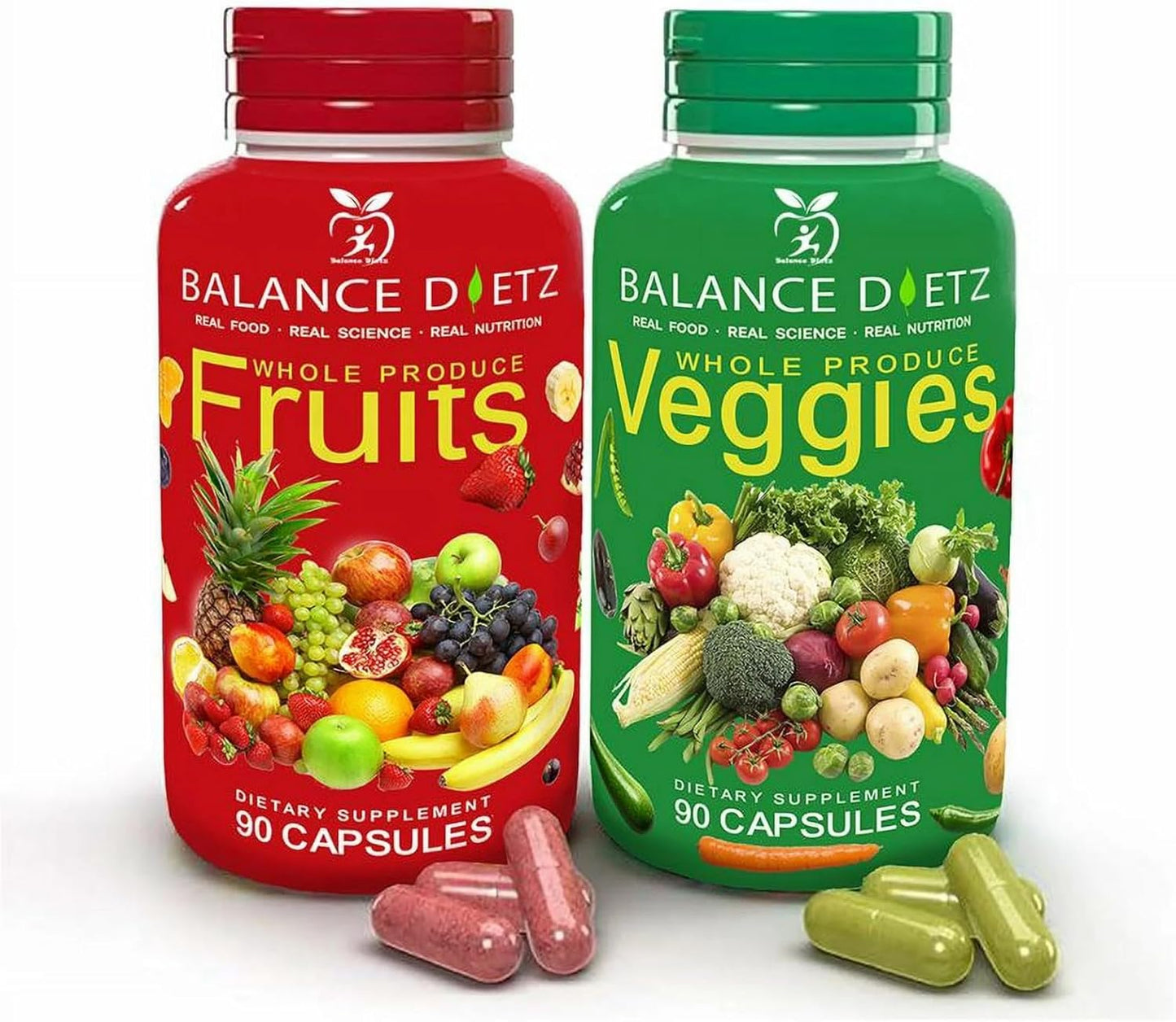 90 Fruit and Veggie Capsules for a Balanced Diet - Whole Produce Fruits and Veggies Supplements