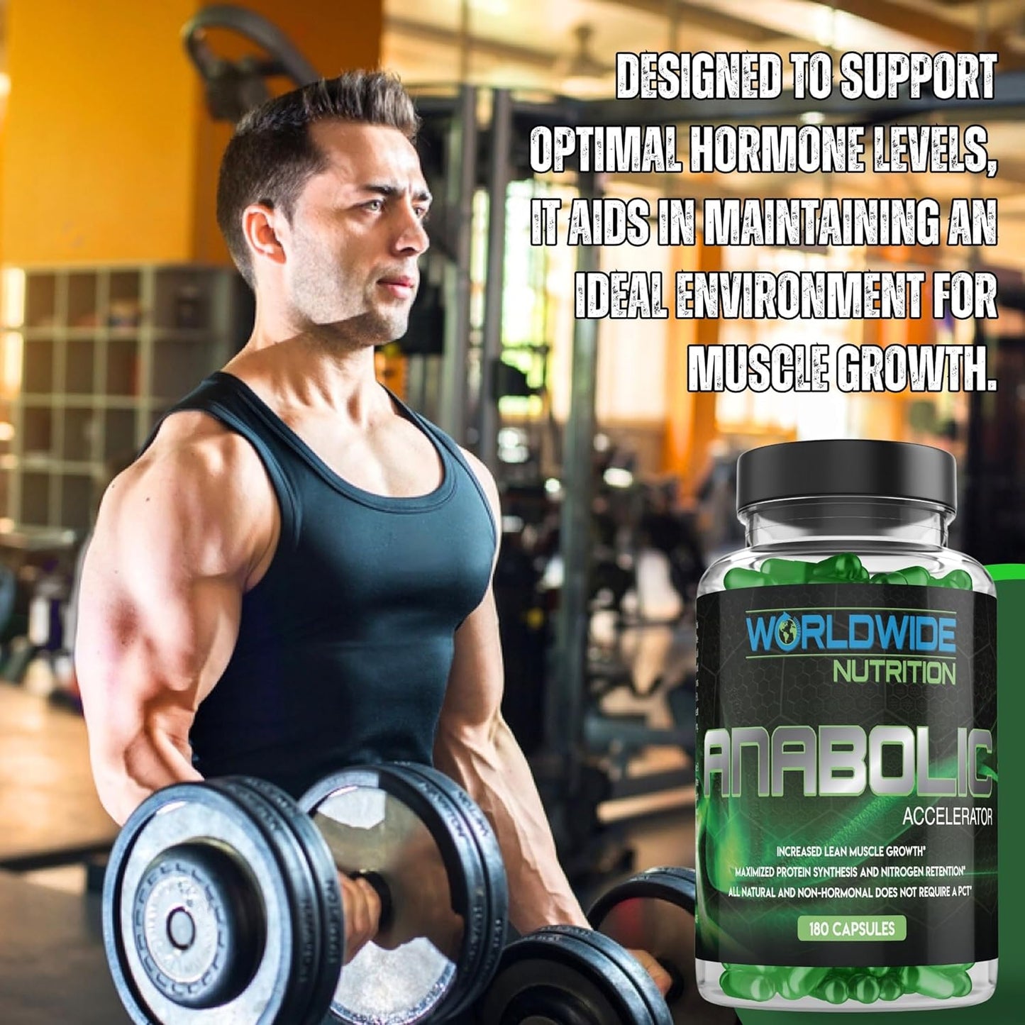 Anabolic Accelerator Vitamin Supplement for Men - Boost Growth, Strength & Energy - Muscle Builder & Cortisol Blocker - 180 Count - Espot.com.au