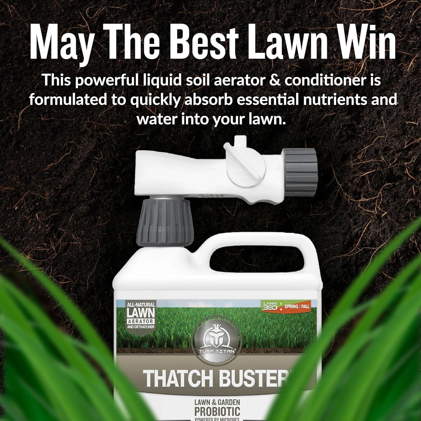 Turf Titan Thatch Buster - Natural Lawn Aerator and Grass Dethatcher - Probiotic Solution for Better Lawn Drainage, Soil Health, and Strength (32oz) - Espot.com.au