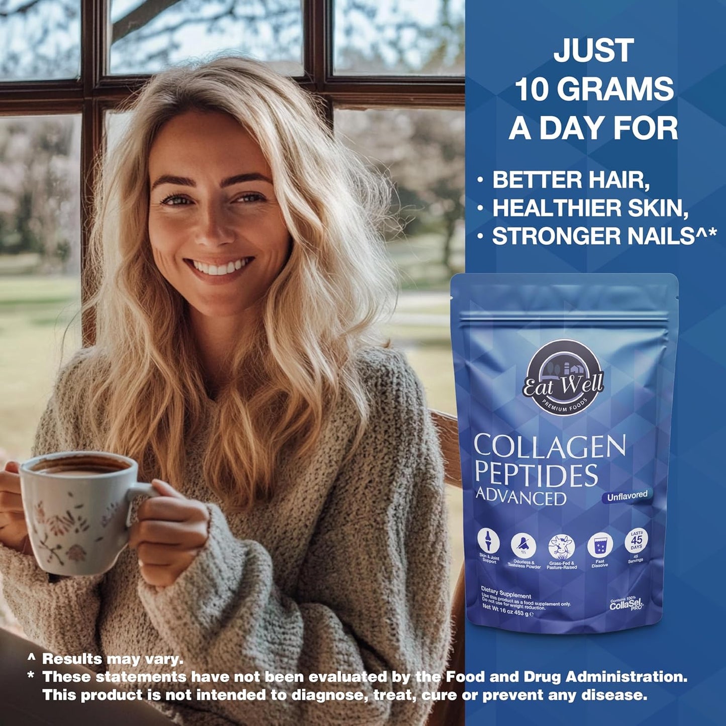 premium-collagen-peptides-powder-protein---16oz-45-servings---skin-bone-joint-support---type-i-iii-grass-fed-supplements---keto-friendly-amino-acids-for-men-and-women-4