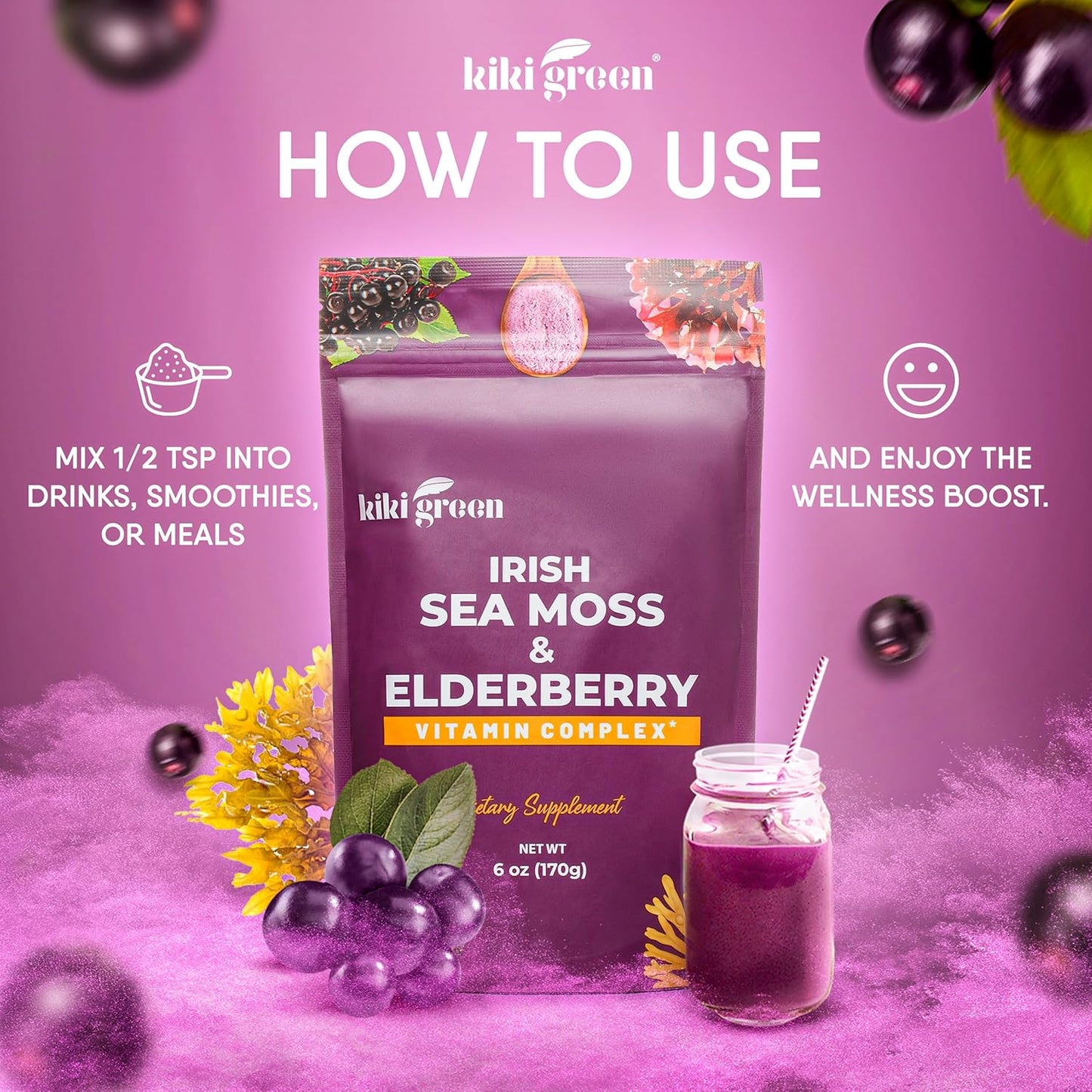 organic-kiki-green-sea-moss-powder-with-elderberry---vegan-superfood-multivitamin-blend---immune-boosting-supplement---6-oz-5
