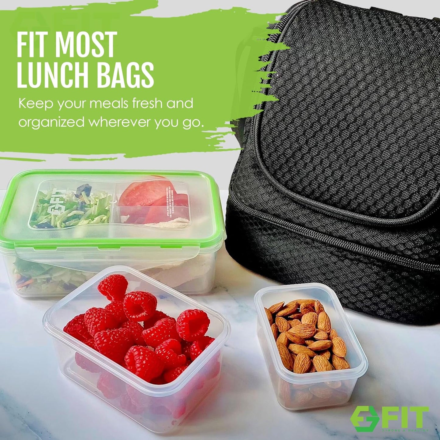 fit-strong-healthy-bento-lunch-box-set-with-compartments-airtight-lid-and-7-pack-containers---ideal-for-meal-prep-food-storage-snacks---microwave-freezer-dishwasher-safe---reusable-multi-size-for-adults-kids-7