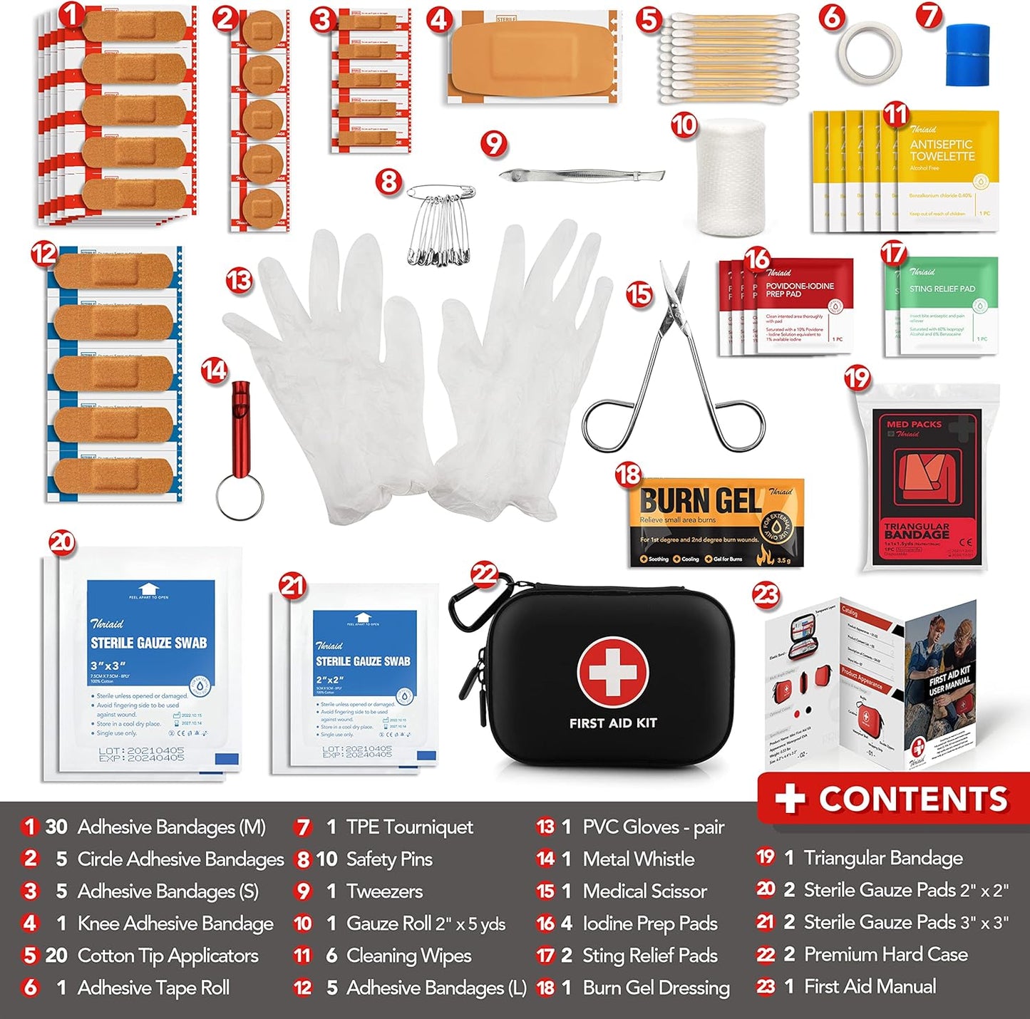thriaid-mini-first-aid-kit---100-piece-water-resistant-hard-shell-case-for-travel-outdoor-home-office-camping-hiking-car---black-3
