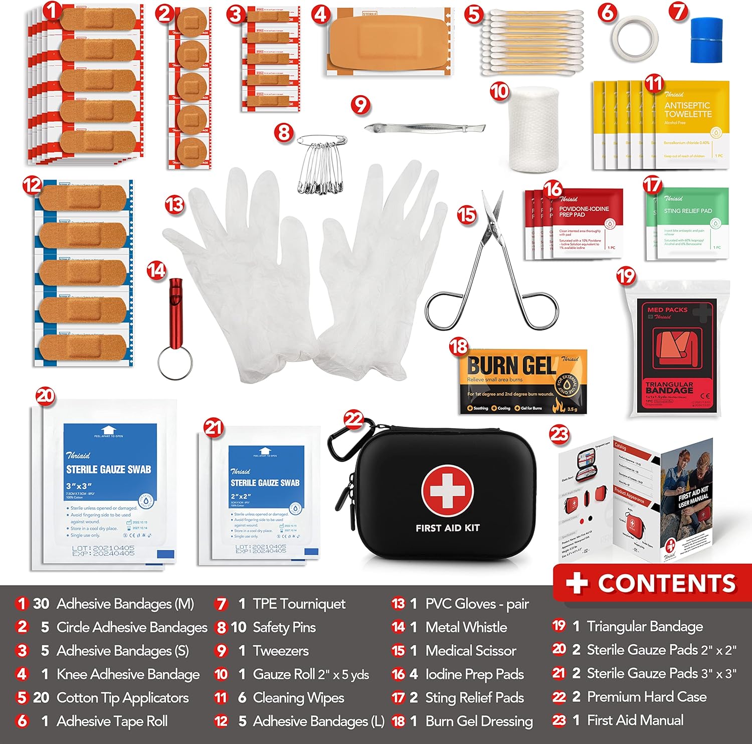 thriaid-mini-first-aid-kit---100-piece-water-resistant-hard-shell-case-for-travel-outdoor-home-office-camping-hiking-car---black-3