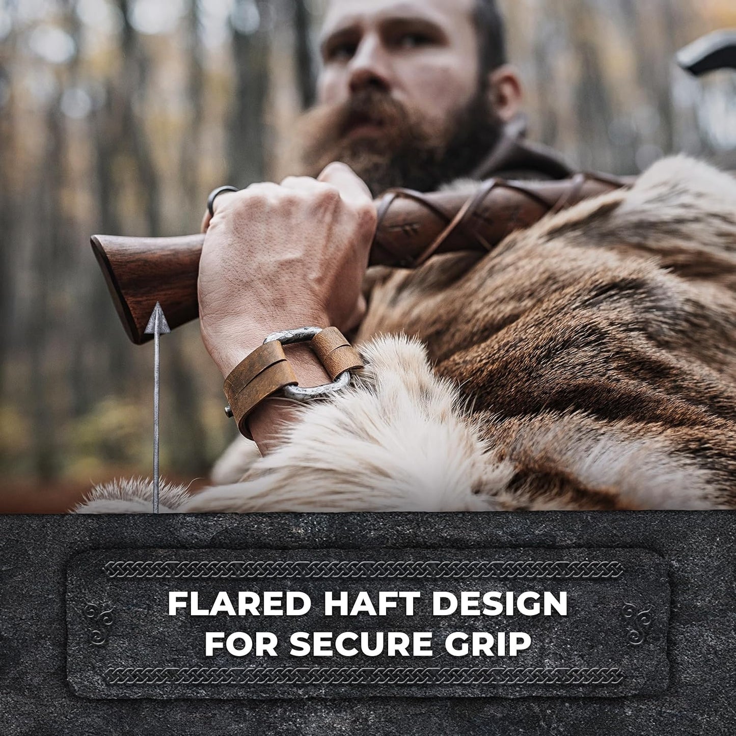 handcrafted-norse-tradesman-viking-axe-with-carbon-steel-head---includes-wall-mount-hooks---teakwood-shaft-with-engraved-runes-the-skeggx-6