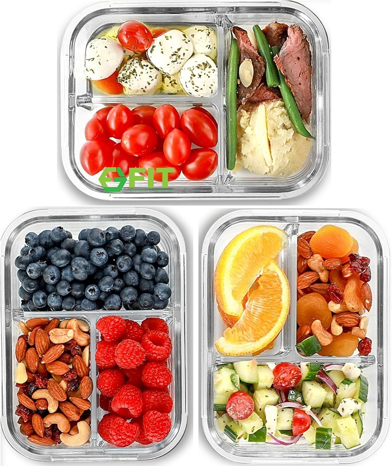 fit-strong-healthy-glass-meal-prep-containers---3-compartment-lunch-box-set-with-airtight-lids---portion-control-food-storage-containers---oven-freezer-safe---leak-proof-bento-box---32oz---blue---3-pack-1