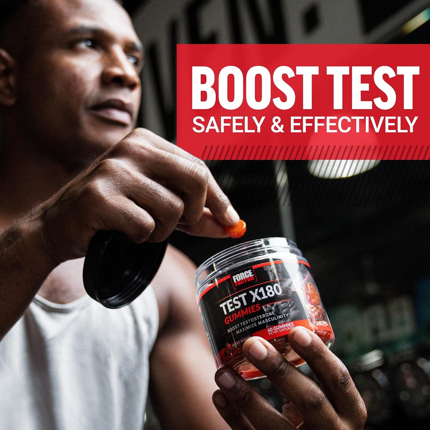 Men's Testosterone Boosting Gummies with Tongkat Ali, Horny Goat Weed, Tribulus Terrestris, Fenugreek & Black Maca - Berry Punch Flavor - 60 Gummies - Espot.com.au