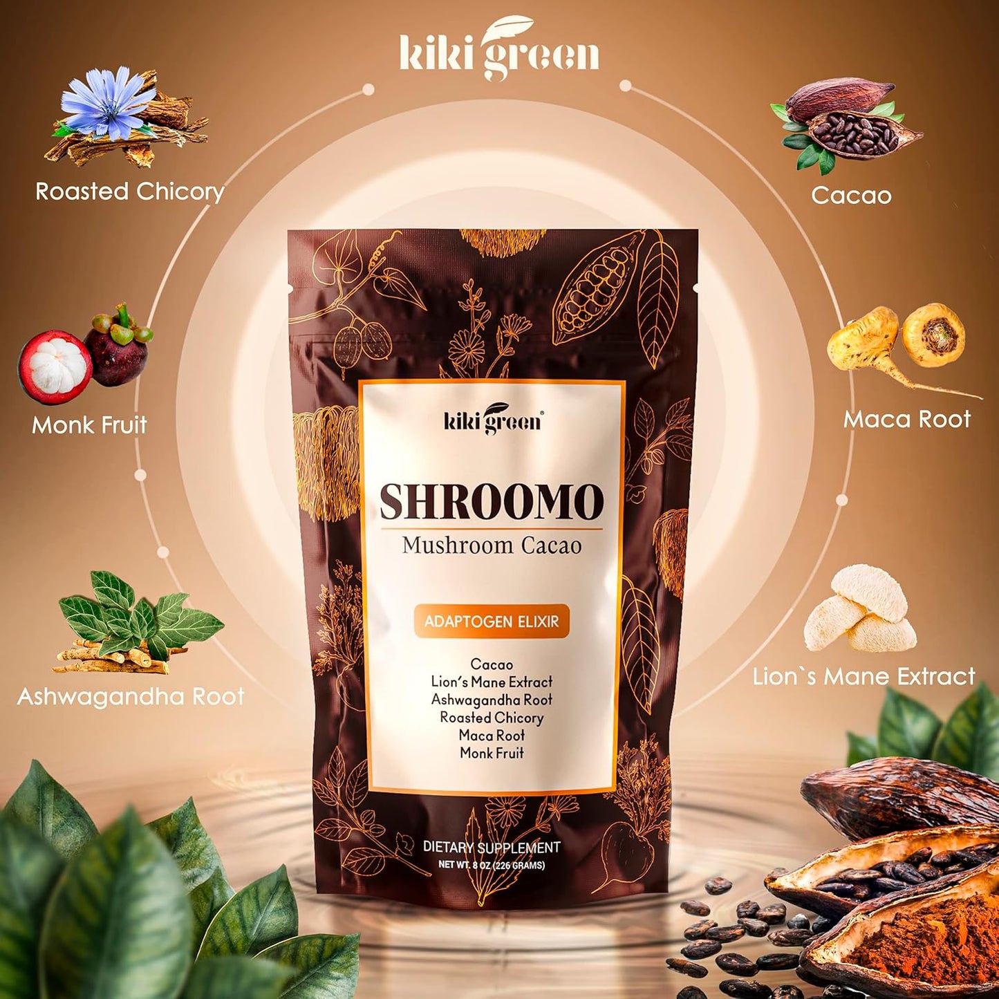 bundle-of-kiki-green-8-mushrooms-shroomo-powder---vegan-adaptogenic-mushroom-complex-for-focus-energy-clarity---coffee-alternative-for-smoothies-tea-6