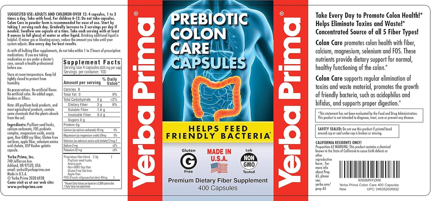 yerba-prima-colon-care-capsules---400-caps-with-five-fiber-forms-fos-prebiotics---dietary-supplement-for-digestive-health-regularity-4