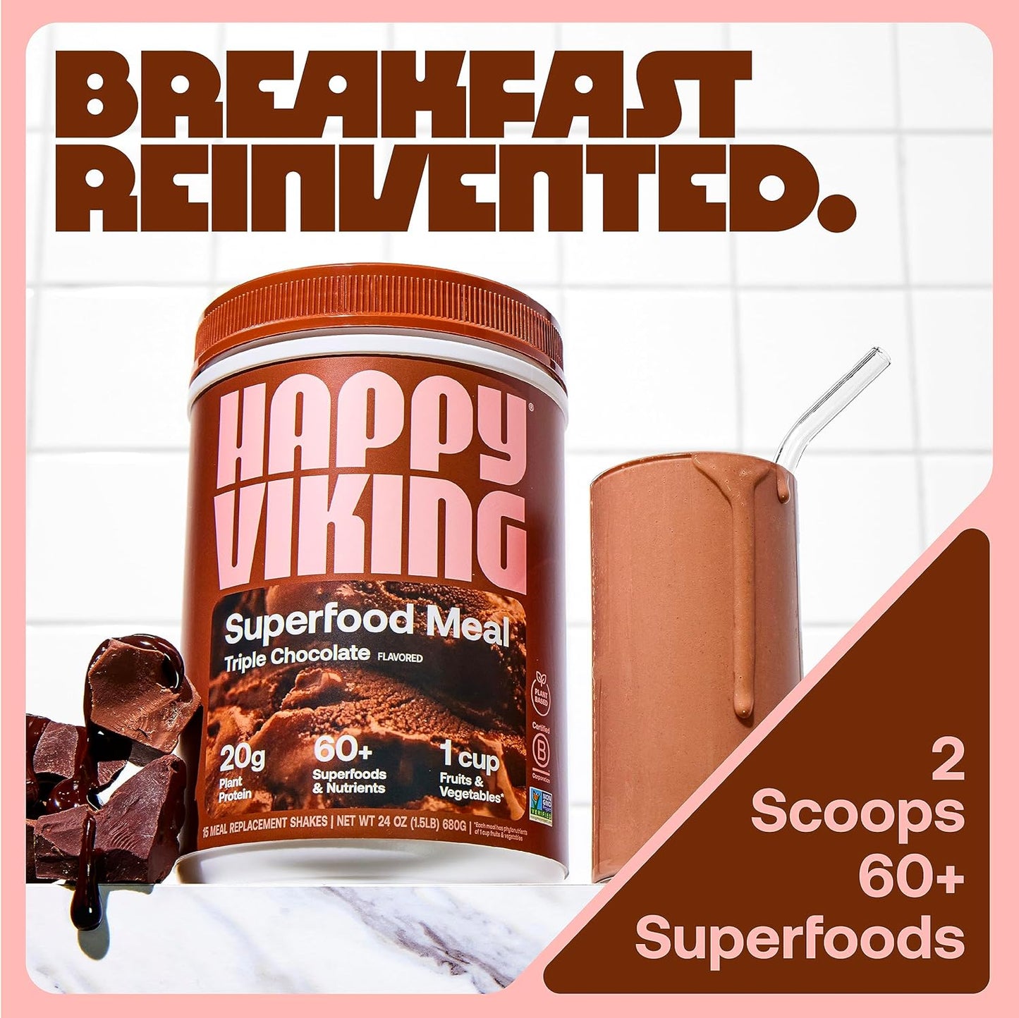venus-williams-happy-viking-protein-powder-trio---chocolate-vanilla-strawberry---20g-protein-low-carb-keto-vegan-gluten-free---superfoods---complete-meal-replacement---3-canisters-24-oz-each-4