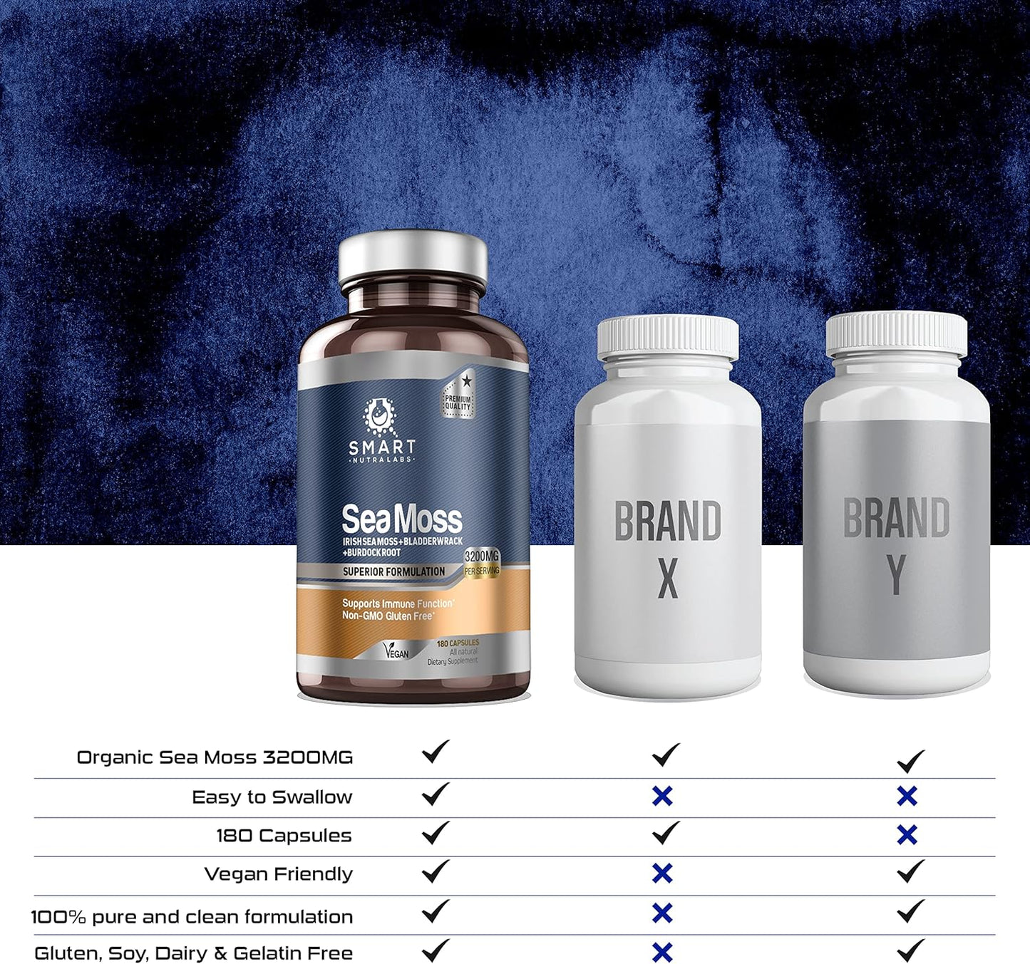 Organic Sea Moss Capsules - 3200MG Per Serving - 180 Vegan Capsules - Irish Sea Moss, Bladderwrack & Burdock Root - Immune Support & Health Supplement - Espot.com.au