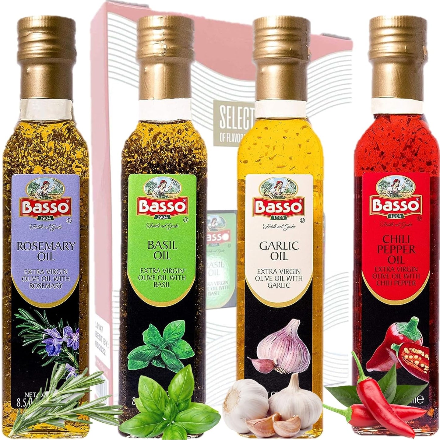 basso-1904-infused-extra-virgin-olive-oil-gift-box-set---first-cold-pressed-variety-pack---4-bottles-x-85-floz-250ml---naturally-infused-for-dipping-tasting-1