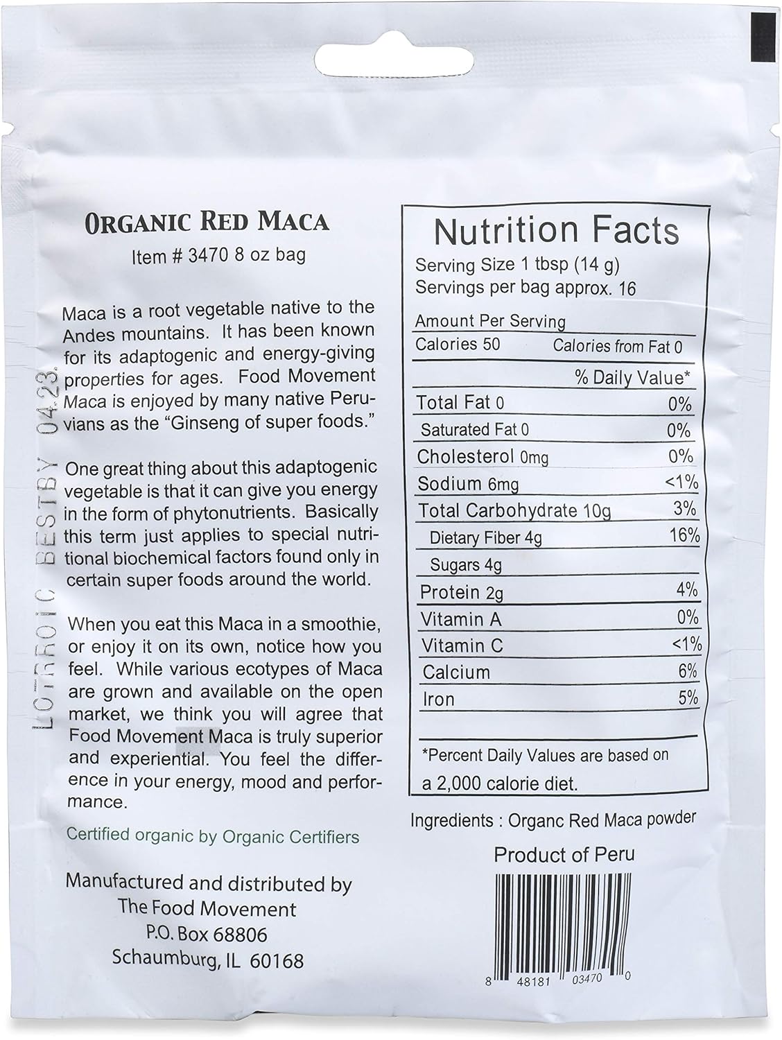 Organic Red Maca Superfood Powder - 8 oz by The Food Movement Co. - Espot.com.au