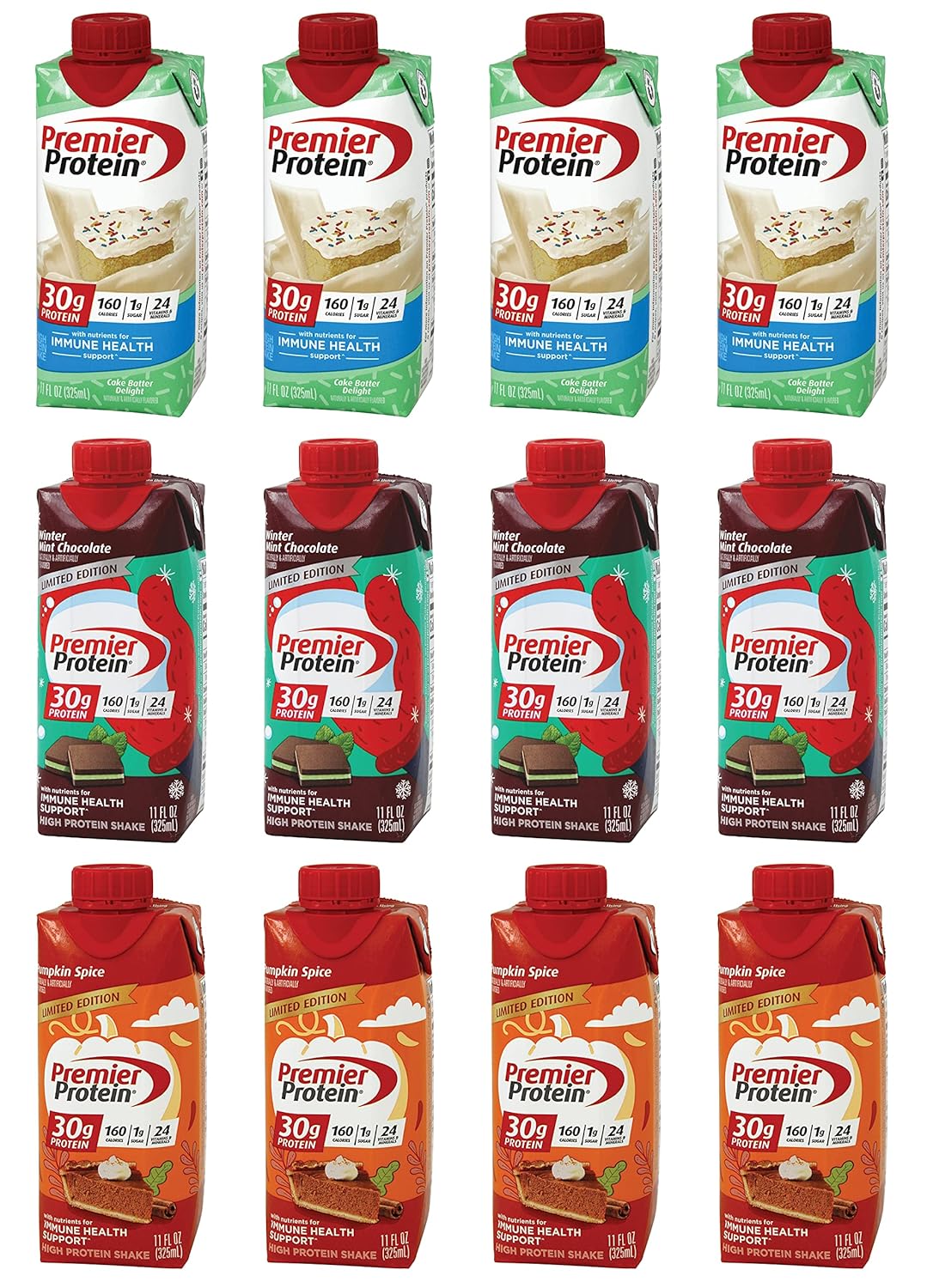 winter-special-premier-protein-shake-variety-pack---12-pack-of-winter-mint-chocolate-pumpkin-spice-and-cake-batter-delight-flavors-1