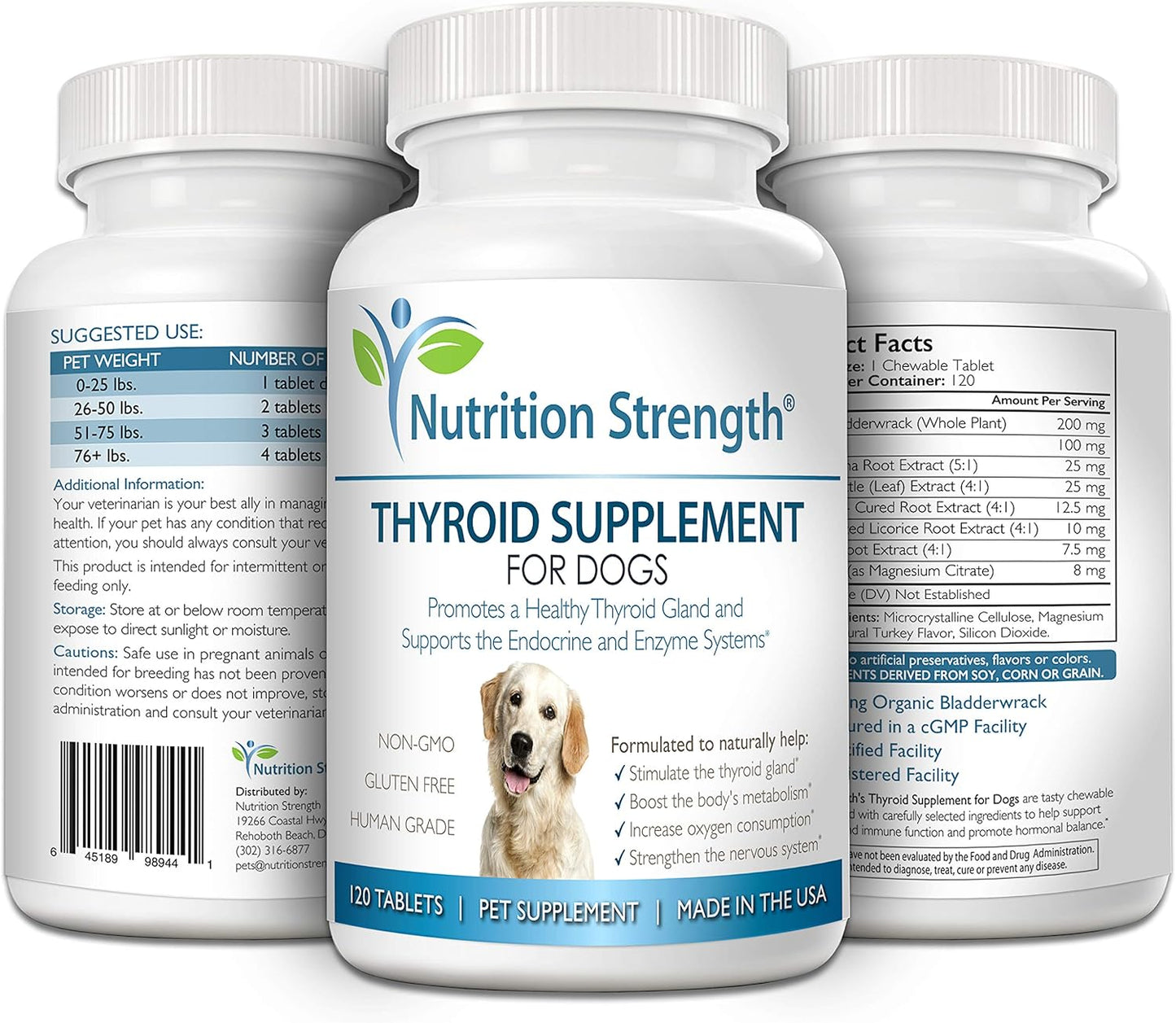 Organic Bladderwrack Thyroid Support Supplement for Dogs, Promotes Endocrine and Enzyme System Function, 120 Chewable Tablets - Espot.com.au