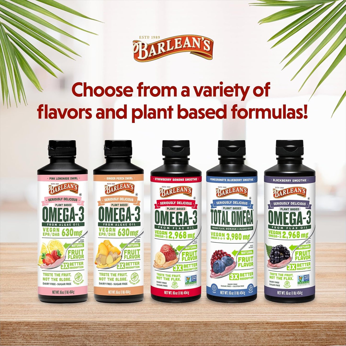 Barlean's Pink Lemonade Liquid Algae Oil Omega 3 Supplement - 630 mg EPA & DHA, Plant Based Omegas, Non-GMO & Gluten Free - 16 oz - Espot.com.au