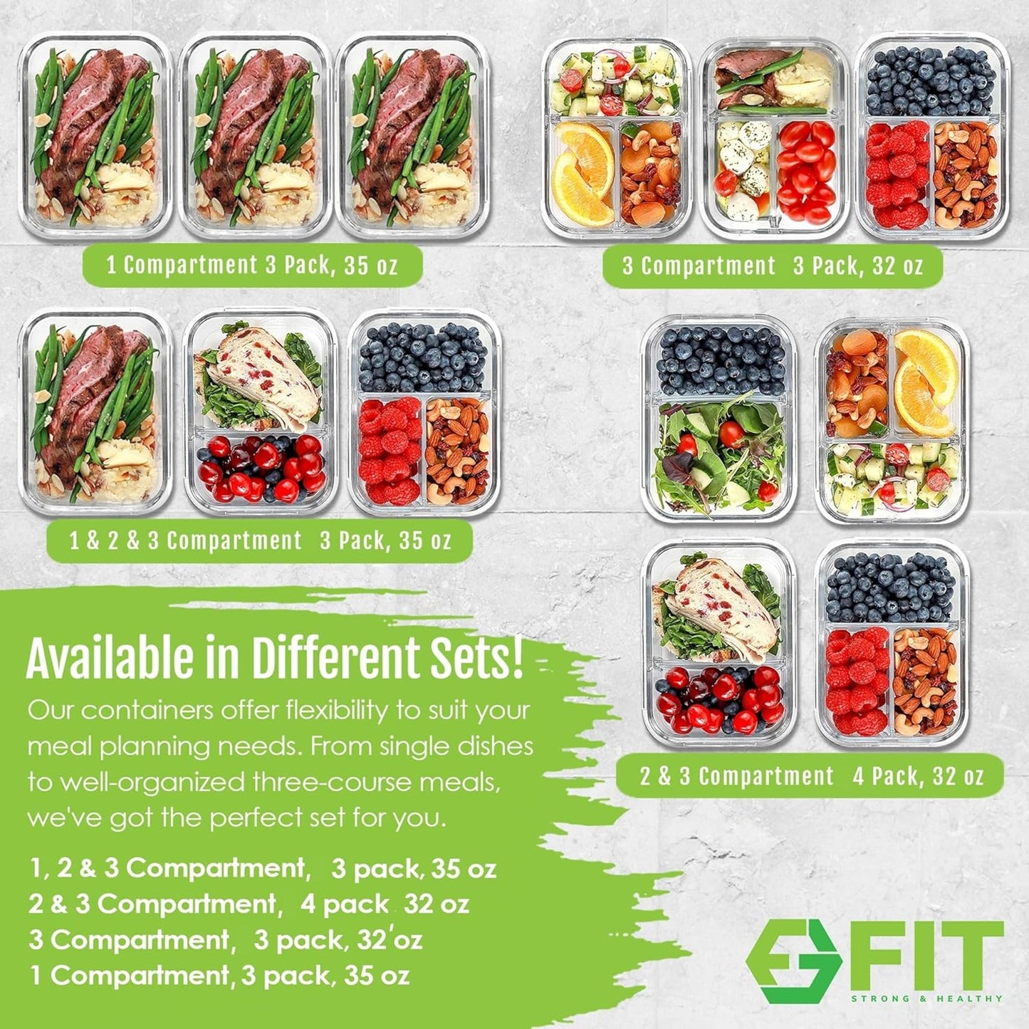 fit-strong-healthy-glass-meal-prep-containers---portion-control-lunch-container-airtight-lids---oven-freezer-safe---leak-proof-bento-box---35-oz---black---3-pack---1-2-3-compartments-7