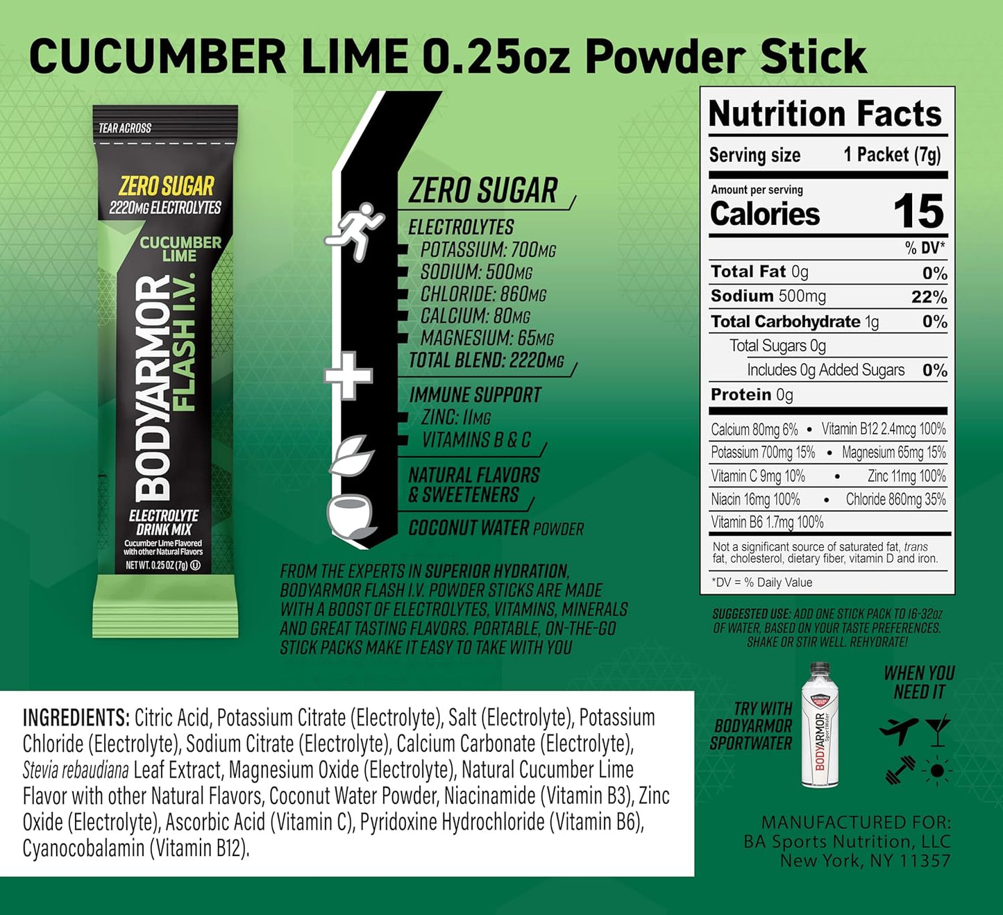 bodyarmor-flash-iv-electrolyte-packets---cucumber-lime-zero-sugar-drink-mix-single-serve-coconut-water-powder-sticks-for-hydration-on-the-go-15-count-3