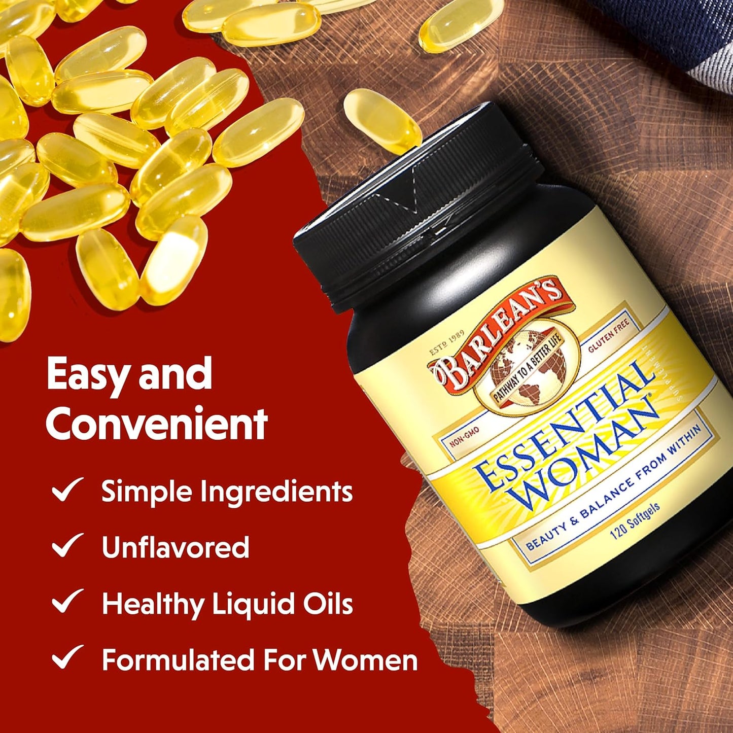 barleans-essential-woman-capsules---hormonal-balance-supplement-with-flaxseed-evening-primrose-oil-soy-isoflavones---omega-3-6-9-and-gla---120-count-4